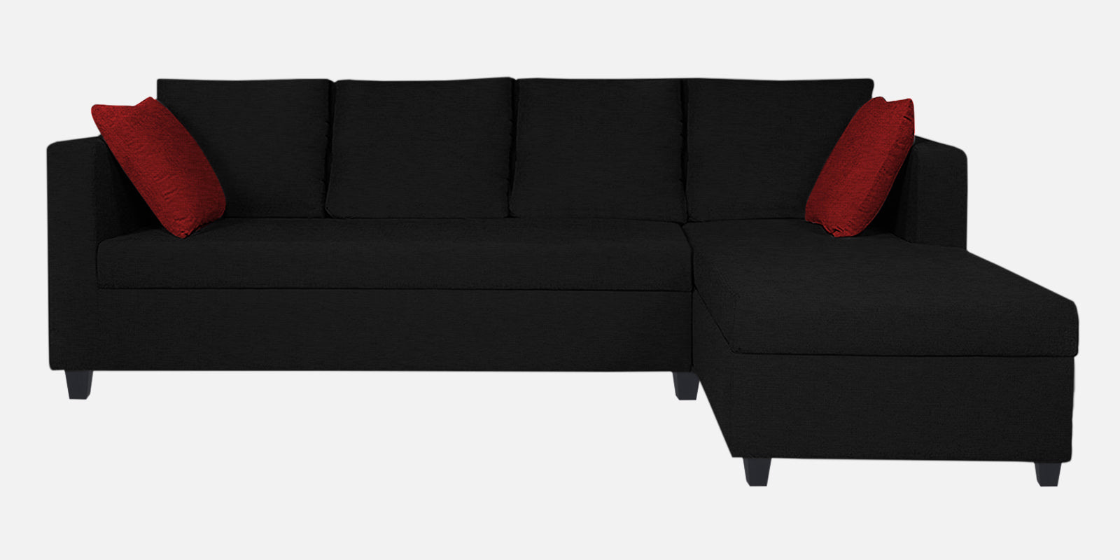 Nebula Fabric LHS Sectional Sofa (3+Lounger) In Zed Black Colour - Febonic Living