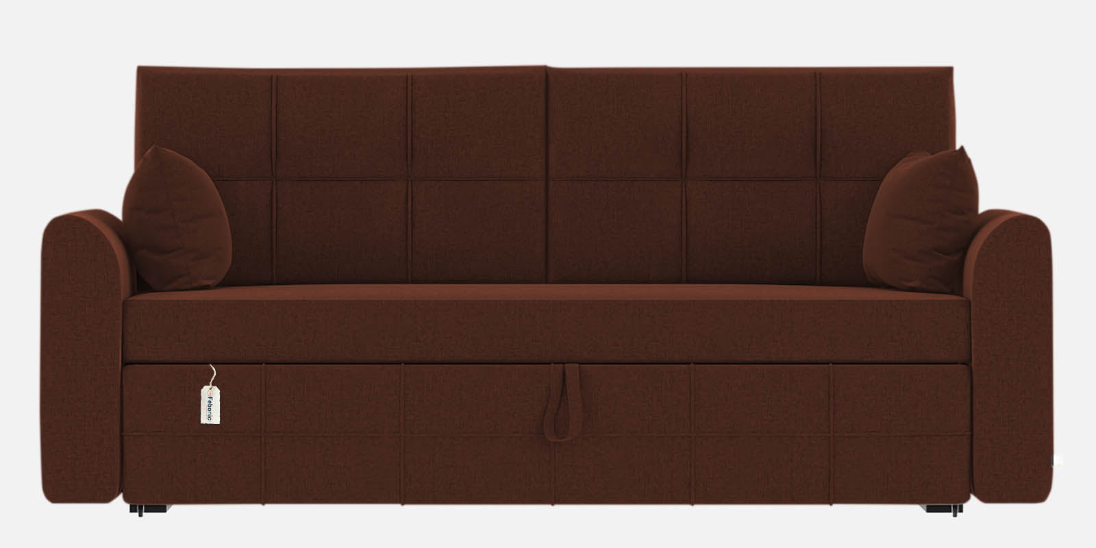 Ines Velvet 3 Seater Pull Out Sofa Cum Bed In Coffee Brown Colour With Storage - Febonic Living