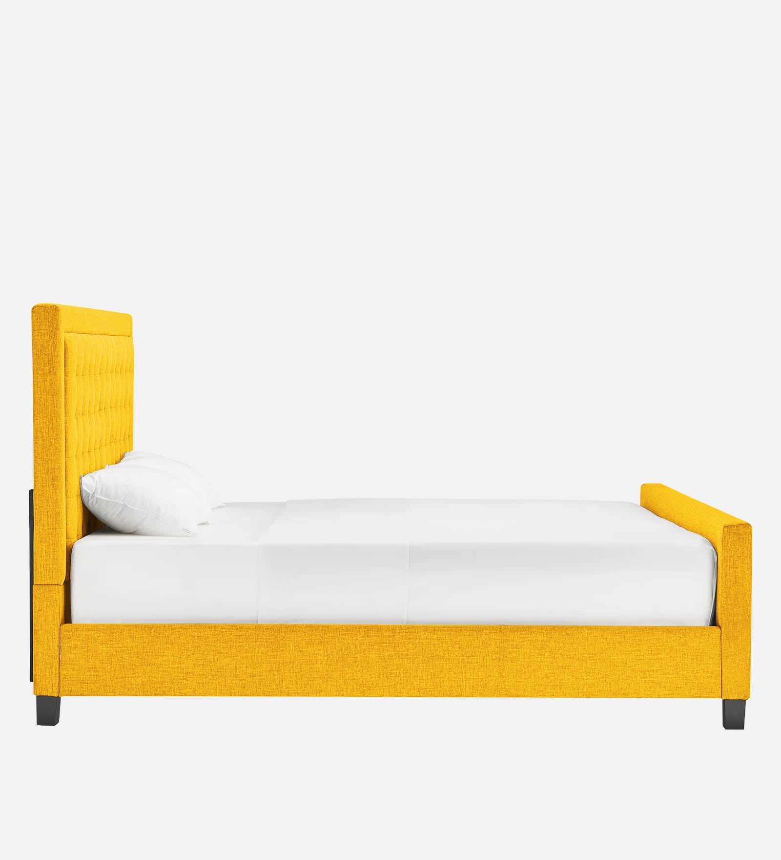 Kaster Fabric Upholstered King Size Bed In Bold Yellow Colour - Febonic Living