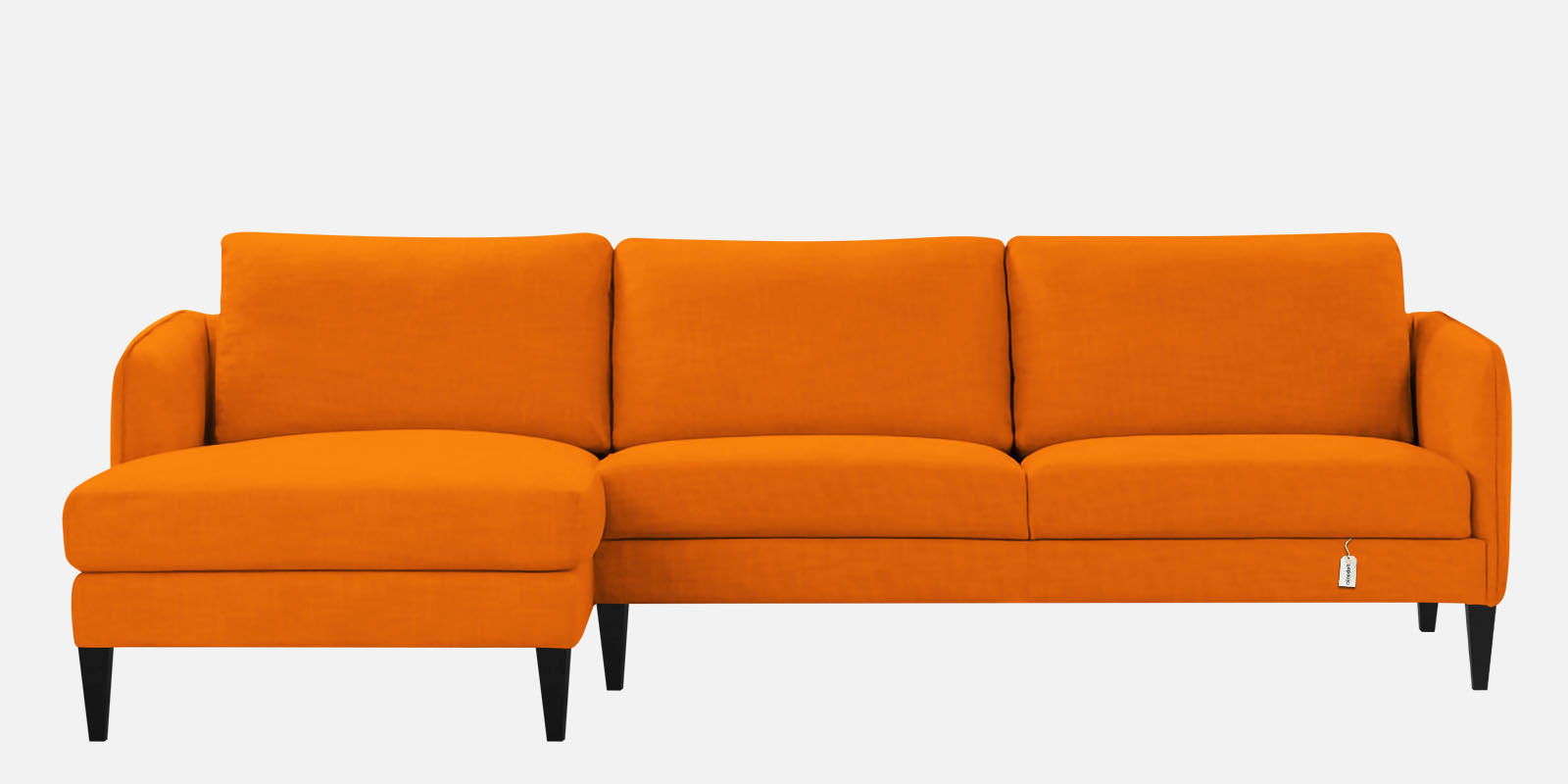 Piku Fabric RHS Sectional Sofa (3+Lounger) In Vivid Orange Colour - Febonic Living