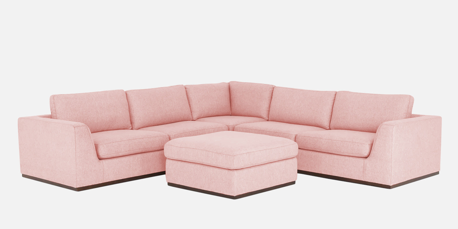 Freedom Velvet 6 Seater RHS Corner Sofa In Millennial Pink Colour With Ottoman - Febonic Living