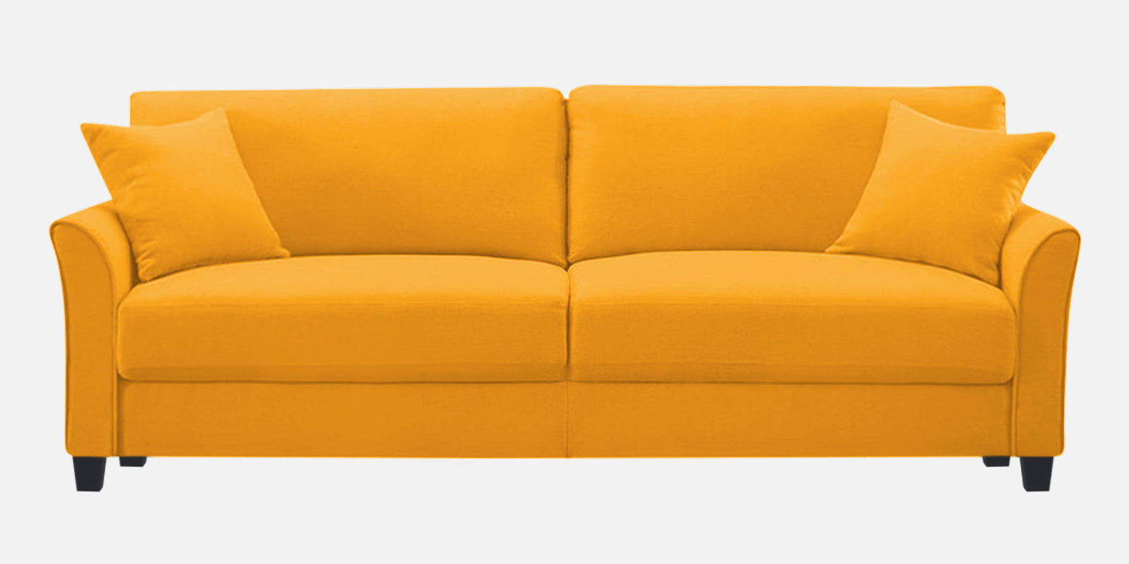 Daroo Velvet 3 Seater Sofa In Safforn Yellow Colour - Febonic Living