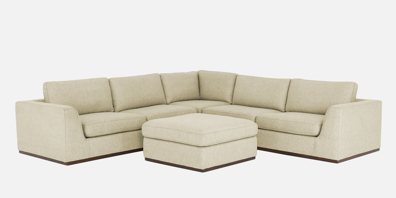Freedom Velvet 6 Seater RHS Corner Sofa In Warm White Colour With Ottoman - Febonic Living
