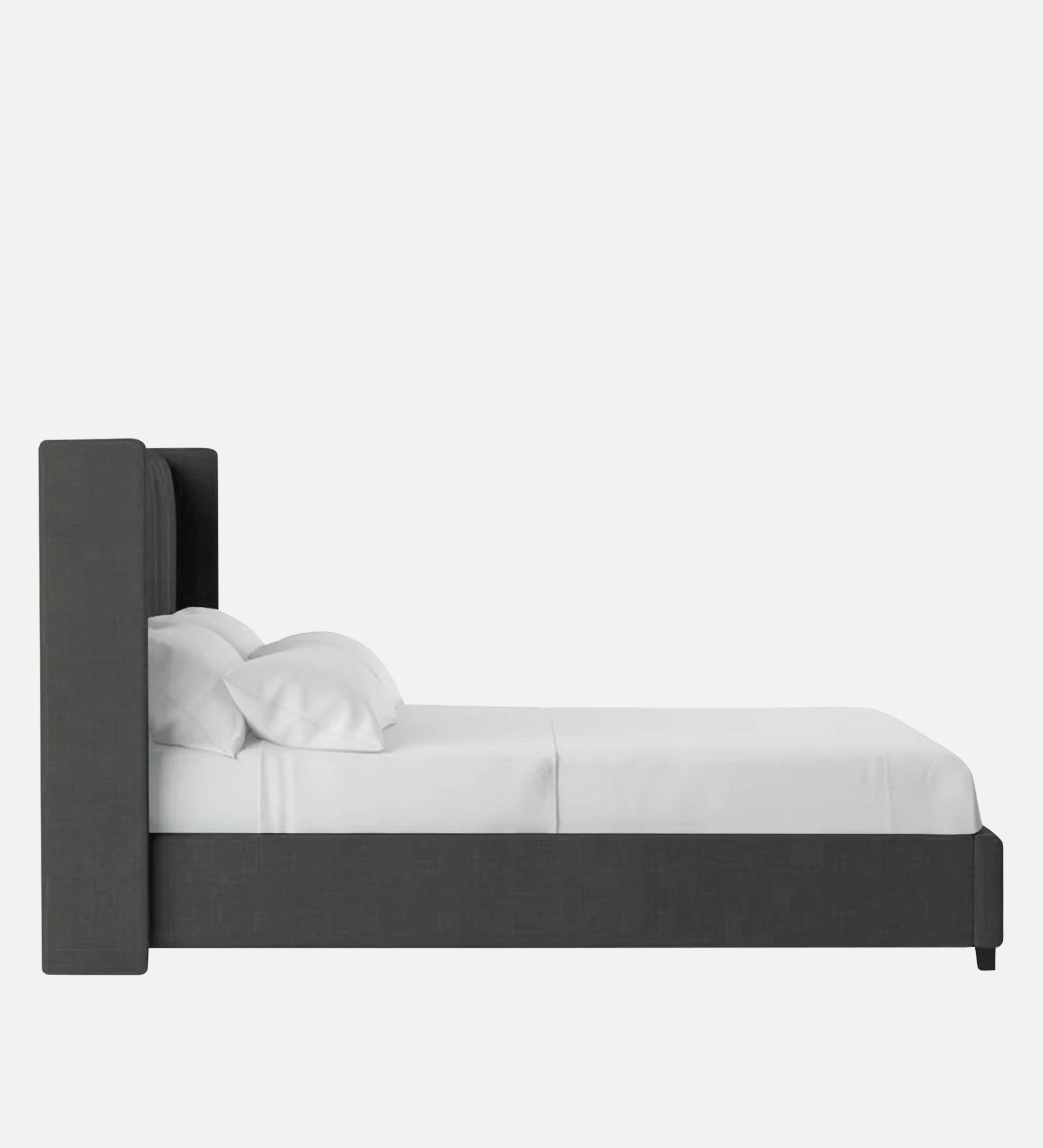 Colina Fabric Upholstered Queen Size Bed In Charcoal Grey Colour With Box Storage - Febonic Living