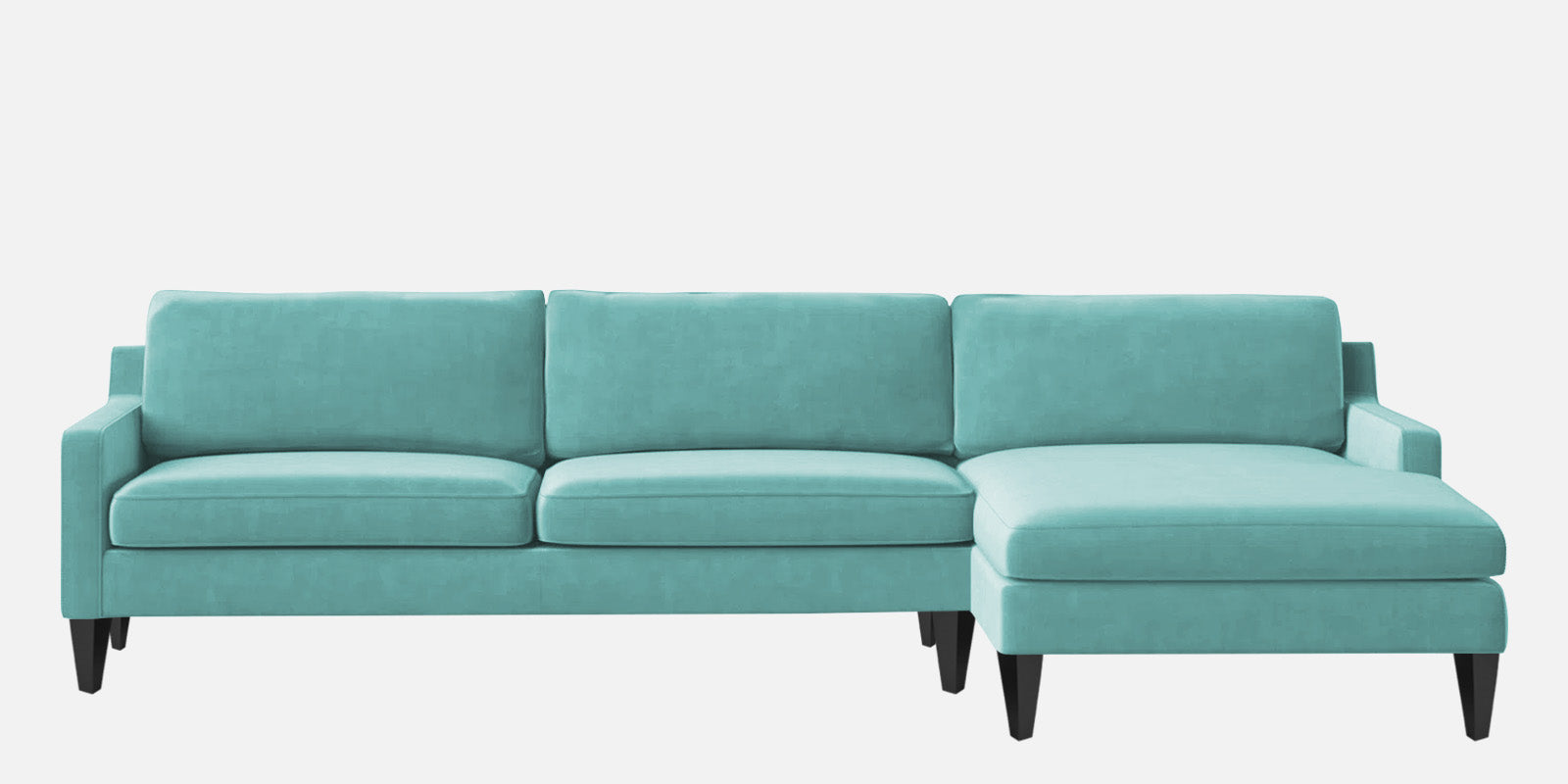 Jones Velvet LHS Sectional Sofa (3+Lounger) In Barmunda Aqua Colour - Febonic Living