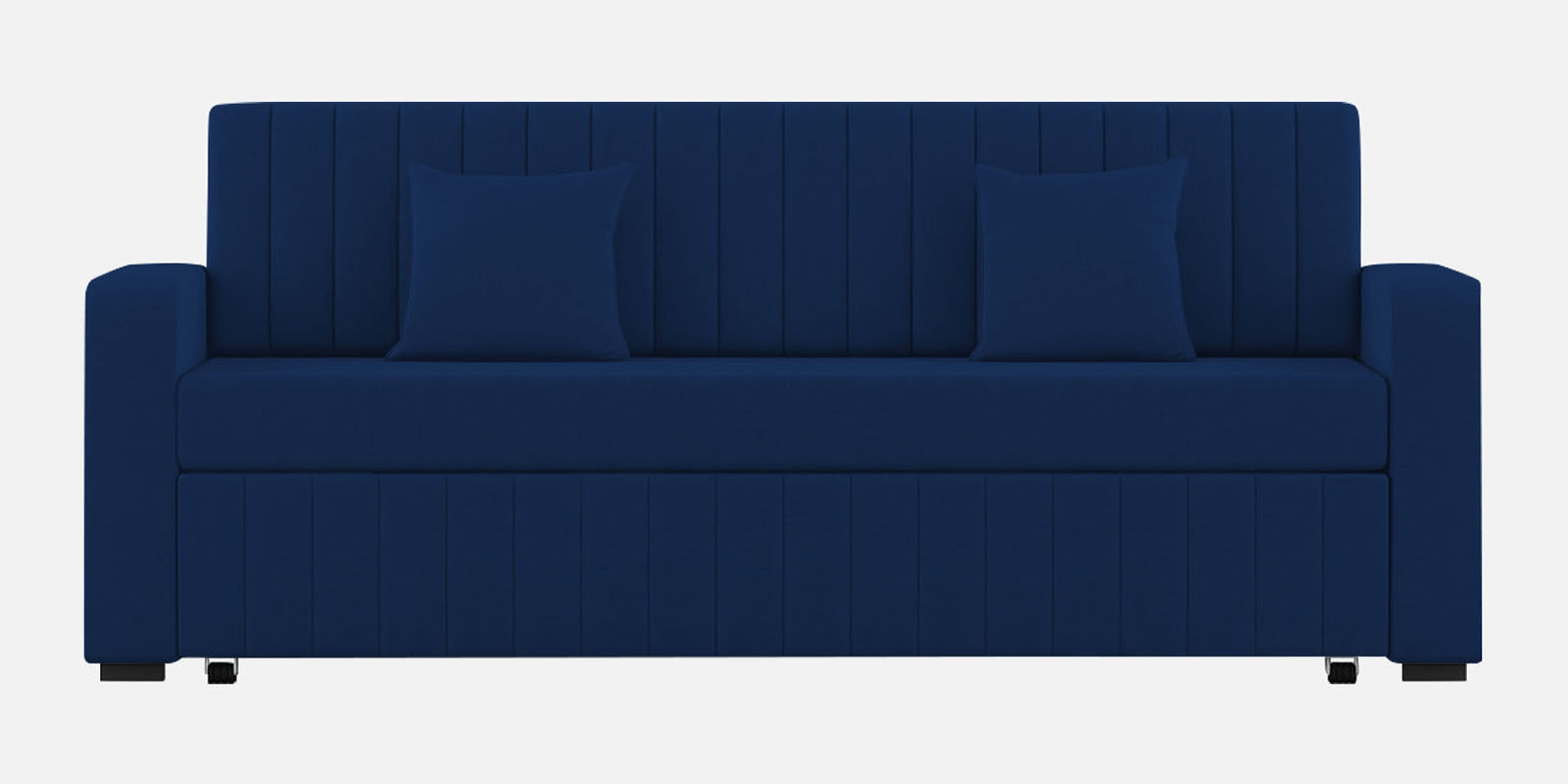 Calra Fabric 3 Seater Pull Out Sofa Cum Bed In Royal Blue Colour With Storage - Febonic Living