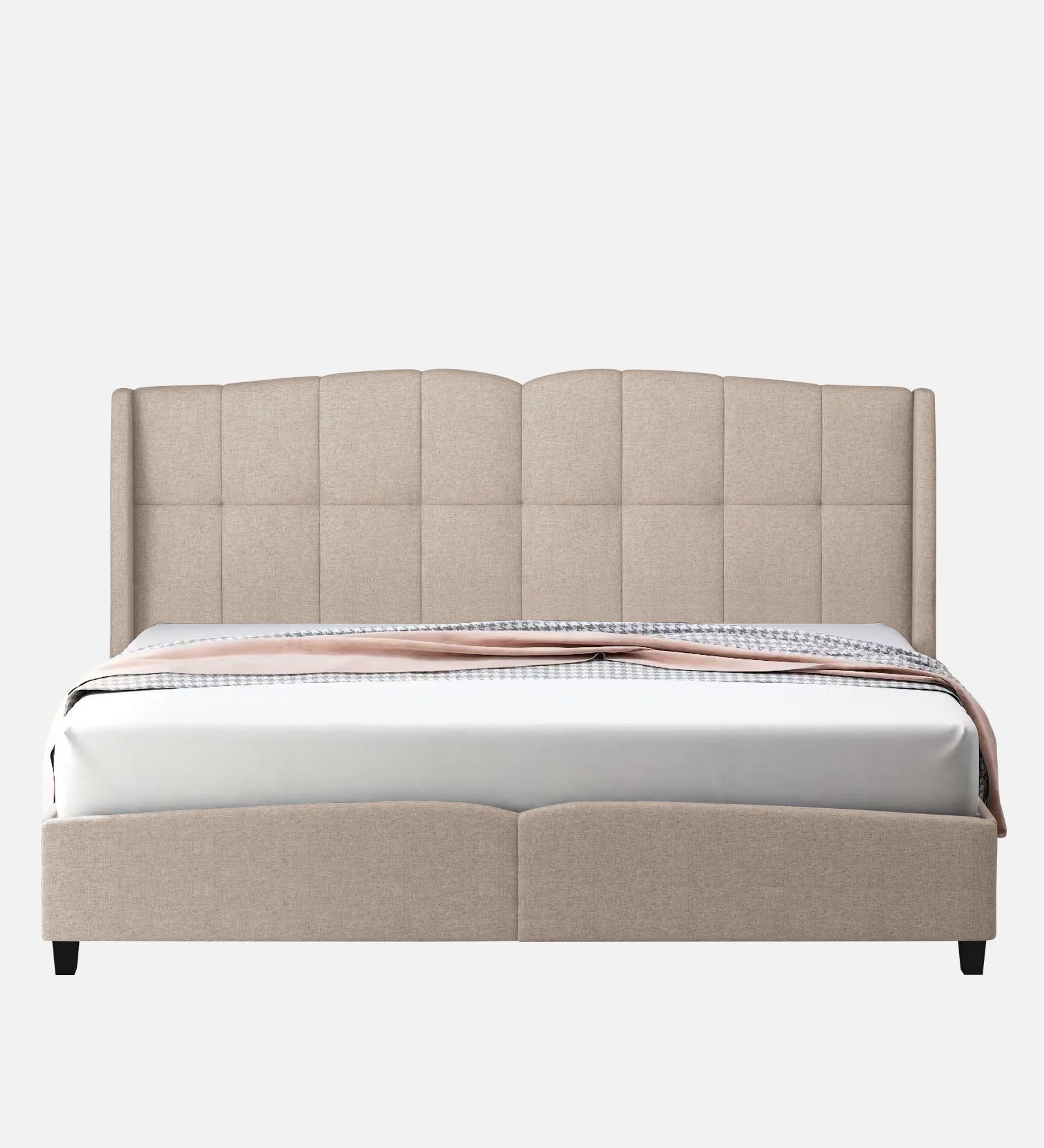 Jovi Velvet Upholstered King Size Bed In Camel Beige Colour - Febonic Living