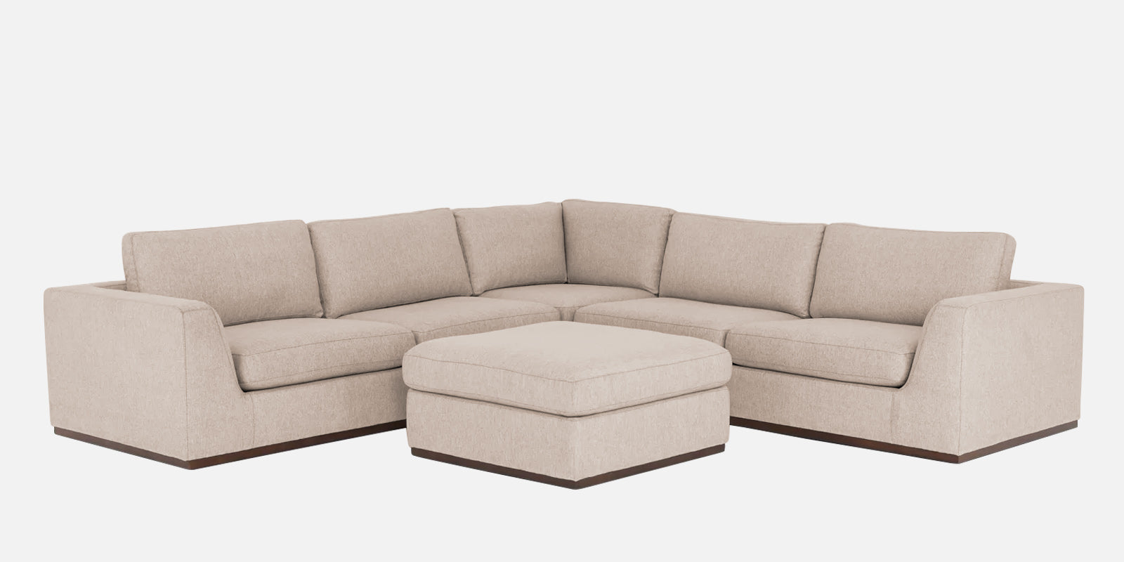 Freedom Velvet 6 Seater RHS Corner Sofa In Camel Beige Colour With Ottoman - Febonic Living
