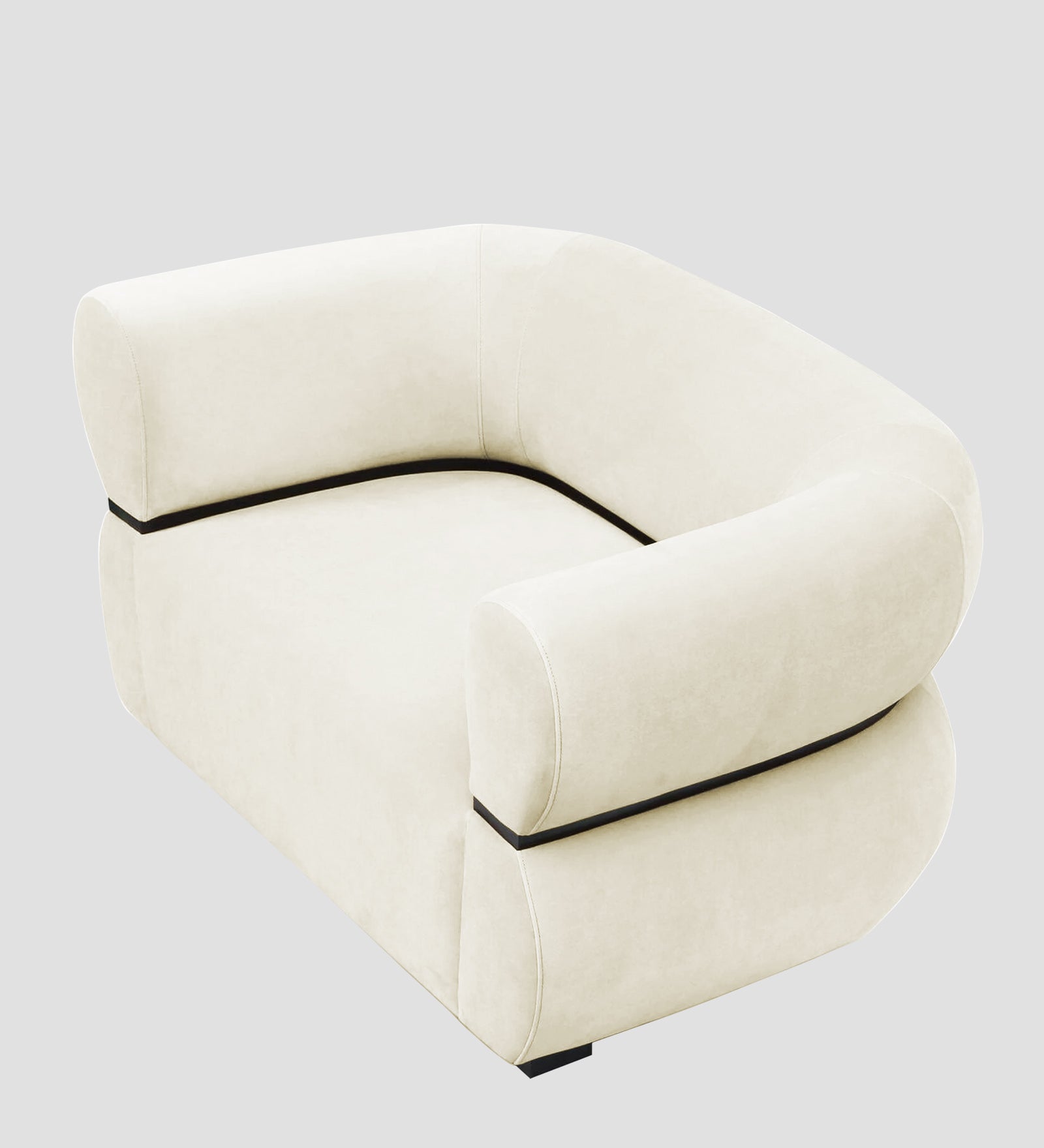 Kula Velvet 1 Seater Sofa In Warm White Colour - Febonic Living