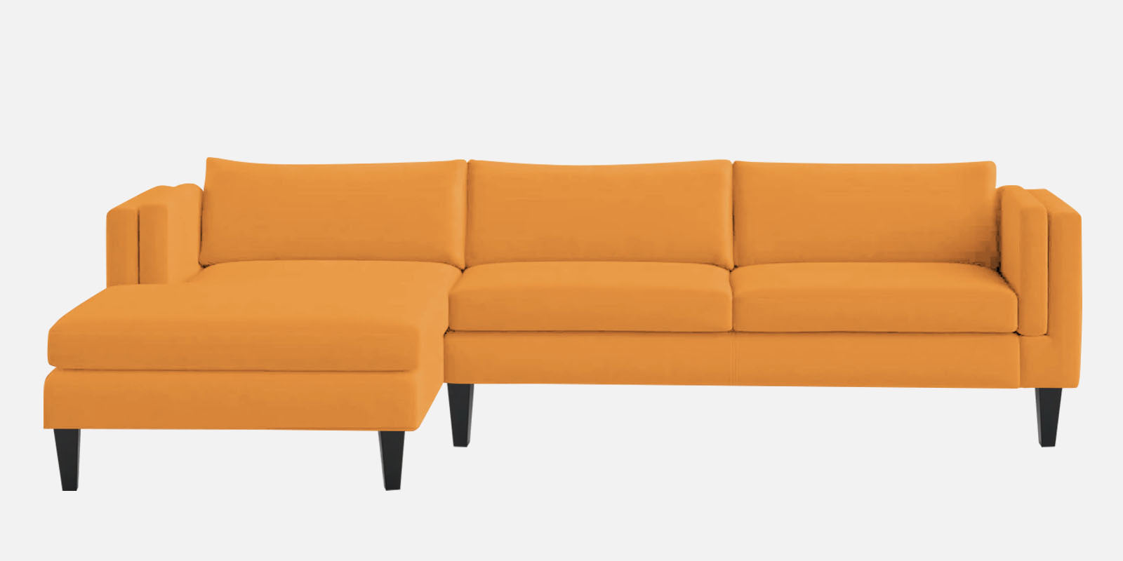 Jasper Velvet RHS Sectional Sofa (3+Lounger) In Tangerine orange Colour - Febonic Living