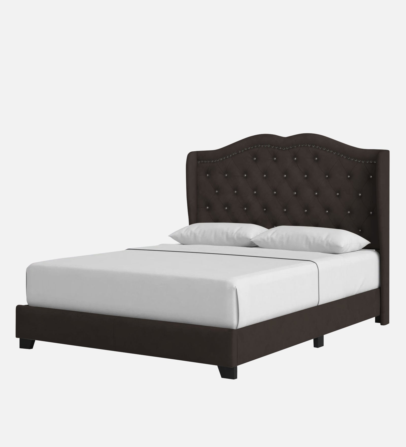 Blake Fabric Queen Size Bed in Dark Brown Colour - Febonic Living