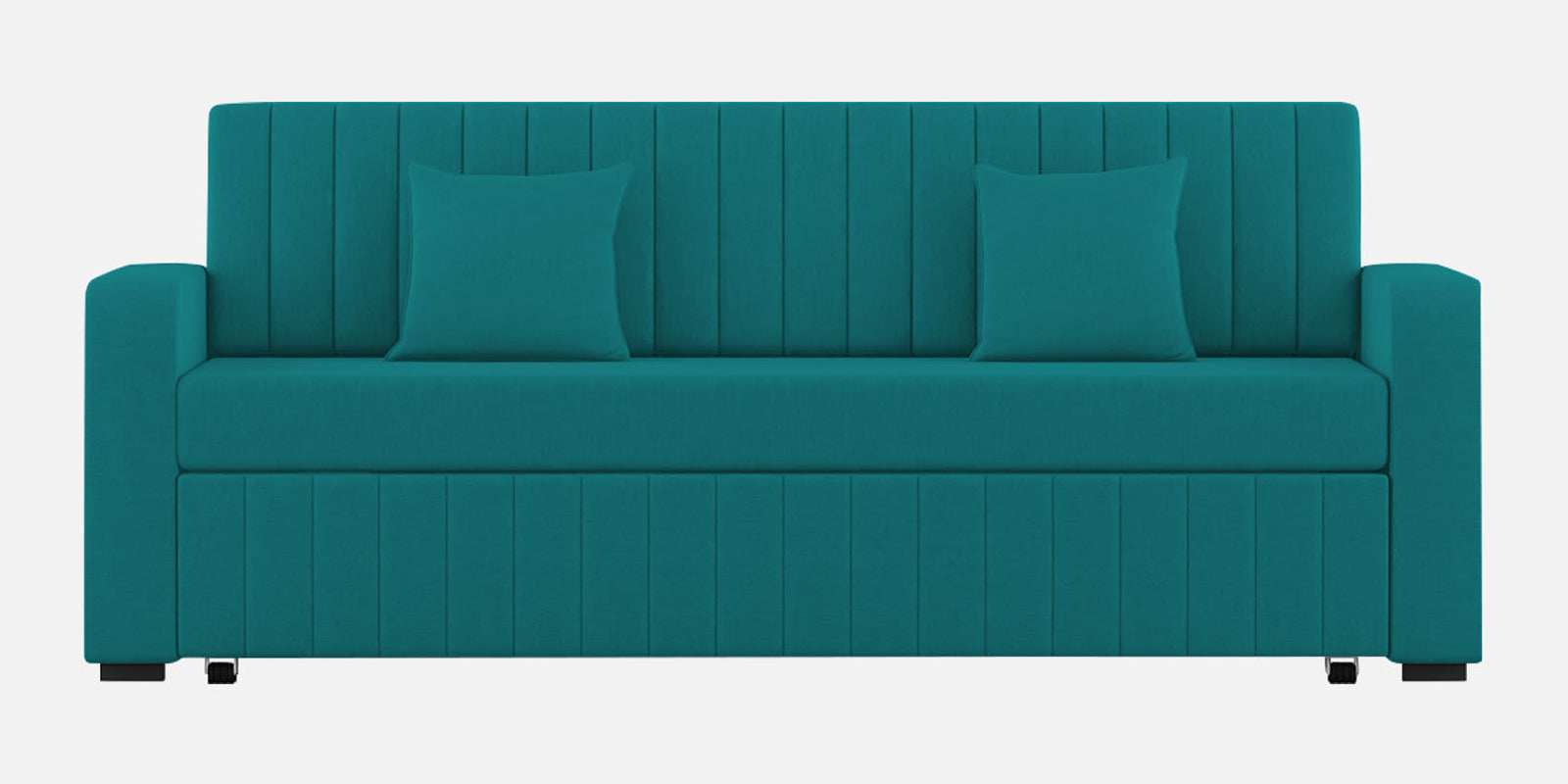 Calra Fabric 3 Seater Pull Out Sofa Cum Bed In Sea Green Colour With Storage - Febonic Living