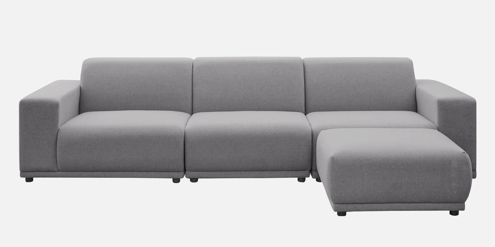 Adam Fabric RHS Sectional Sofa (3+Ottoman Lounger) In Lit Grey Colour - Febonic Living