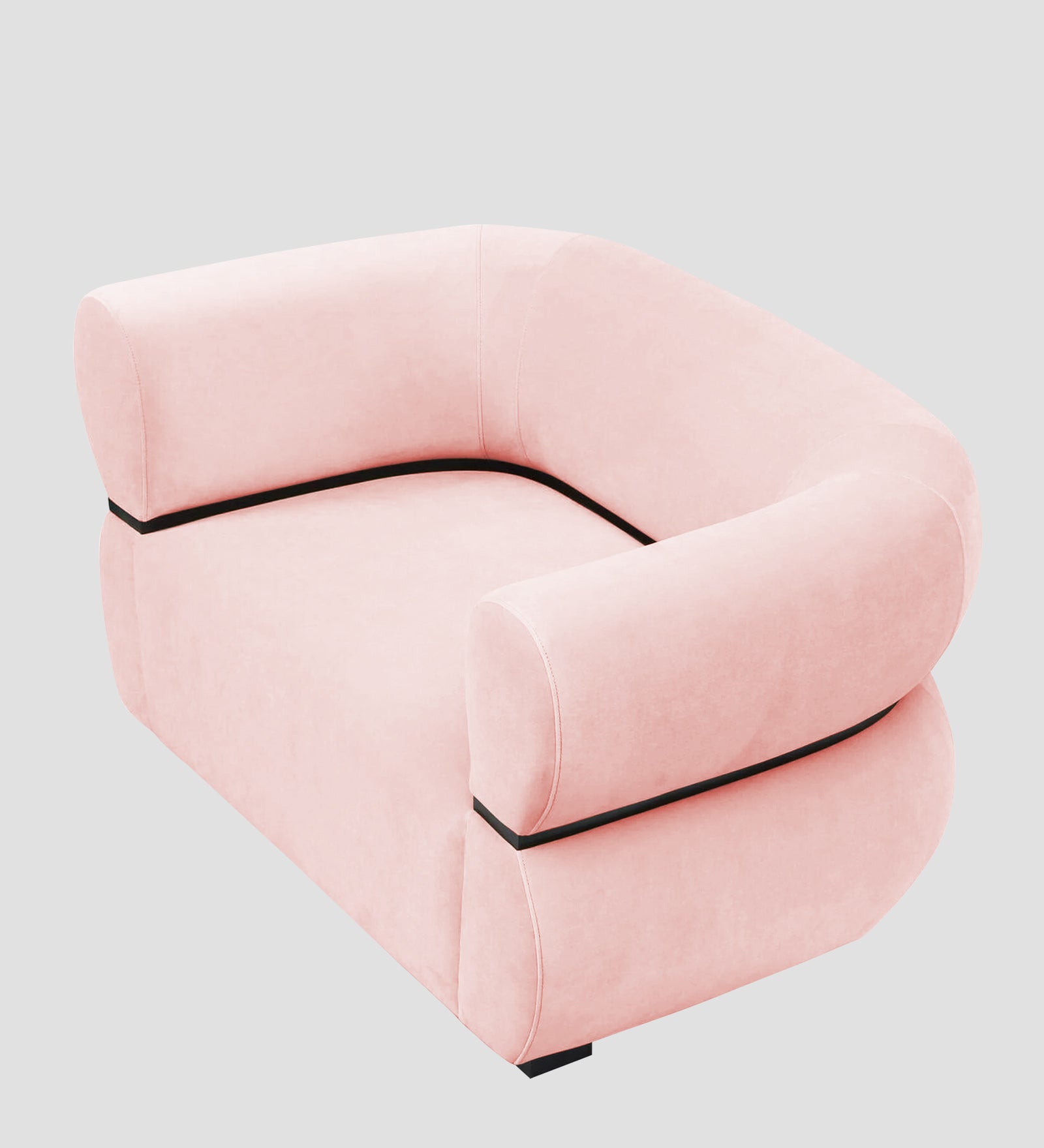 Kula Velvet 1 Seater Sofa In Millennial Pink Colour - Febonic Living