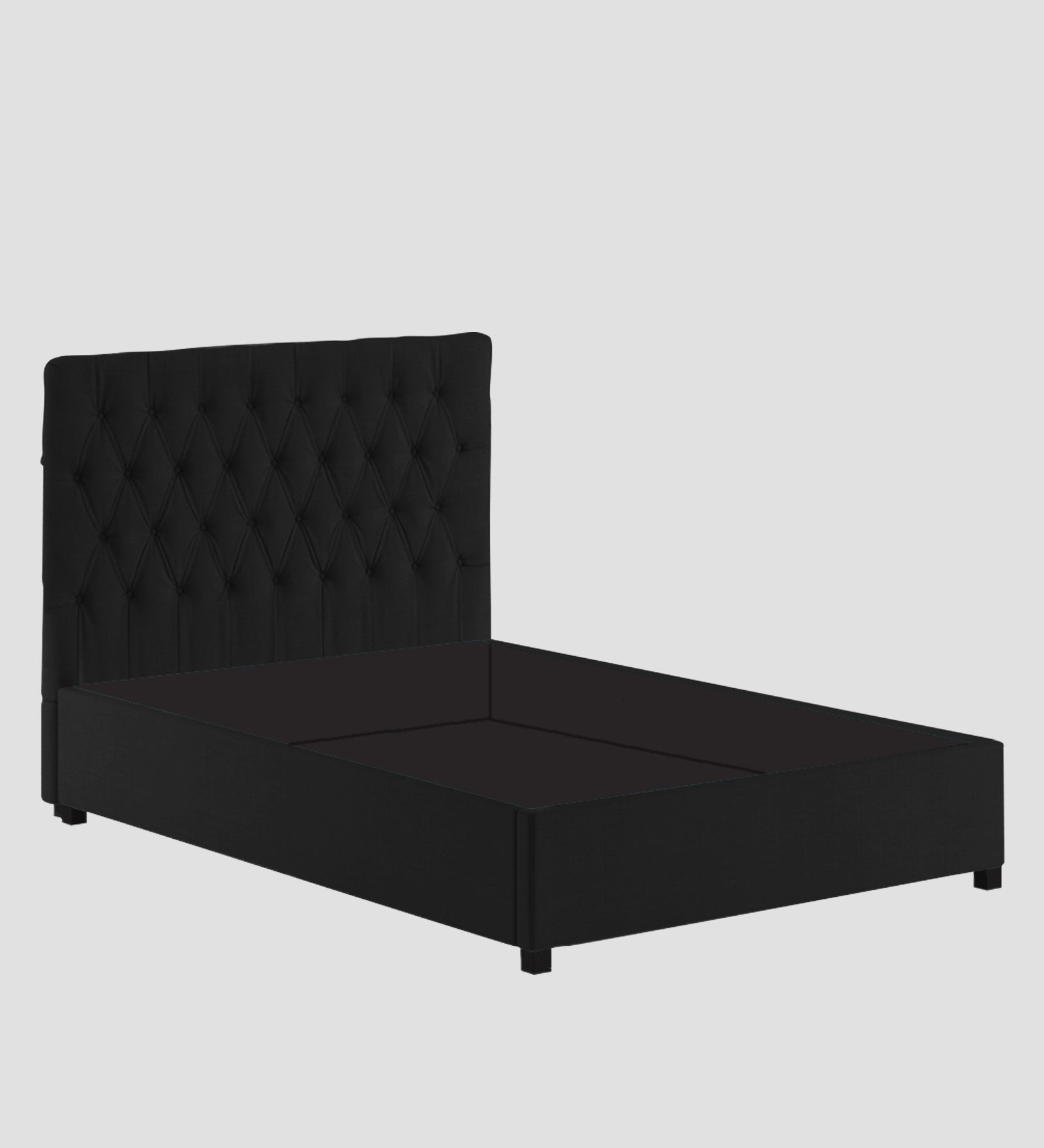 Isko Fabric King Size Bed In Zed Black Colour With Storage Box - Febonic Living