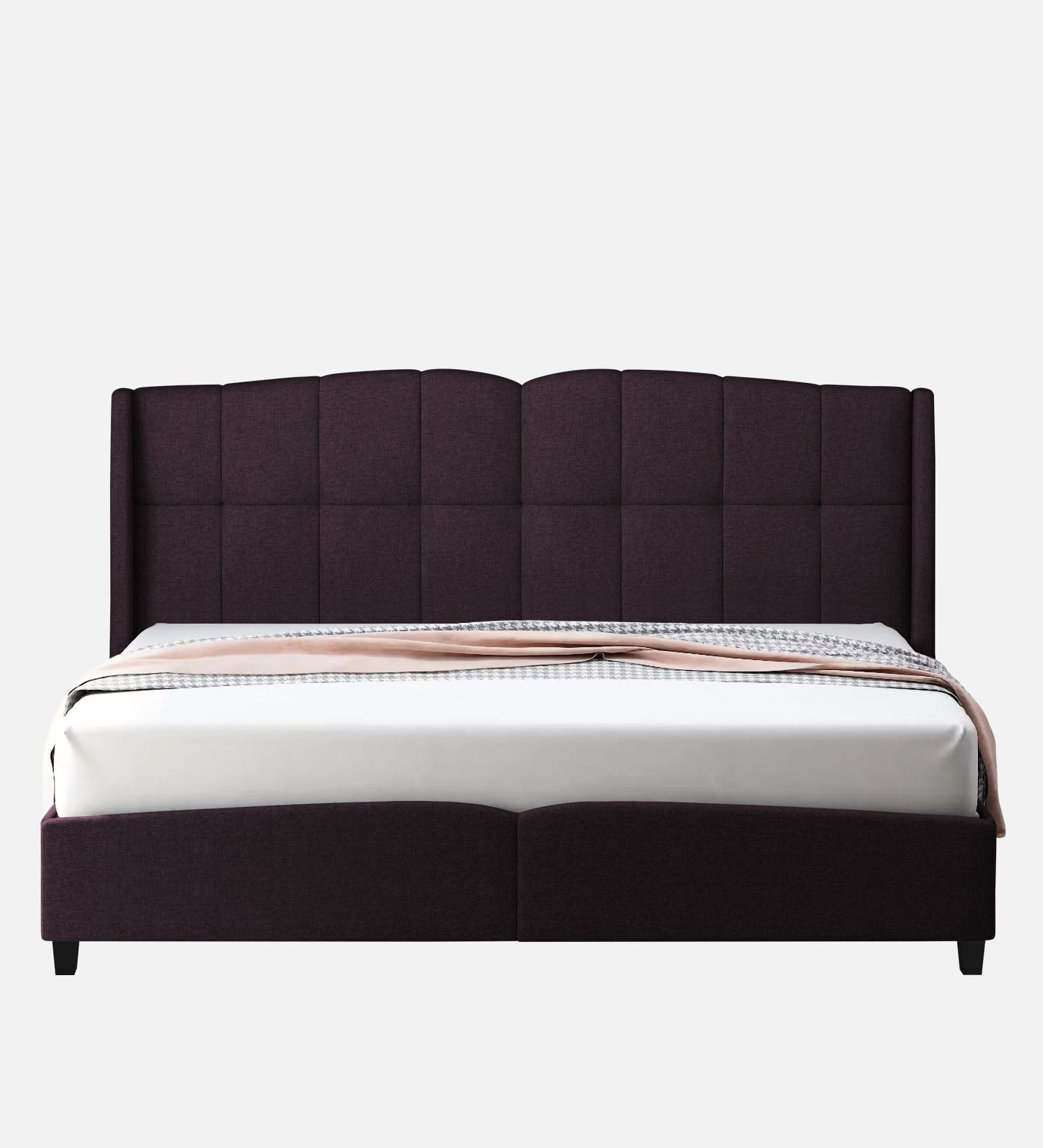 Jovi Velvet Upholstered King Size Bed In Dark Brown Colour - Febonic Living