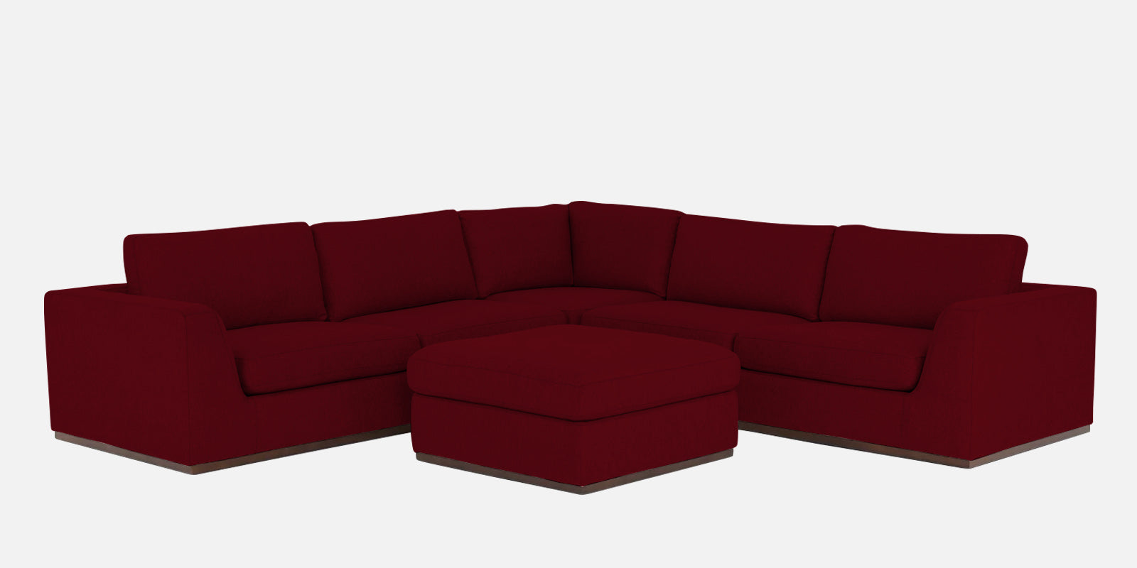 Freedom Velvet 6 Seater RHS Corner Sofa In Cherry Red Colour With Ottoman - Febonic Living