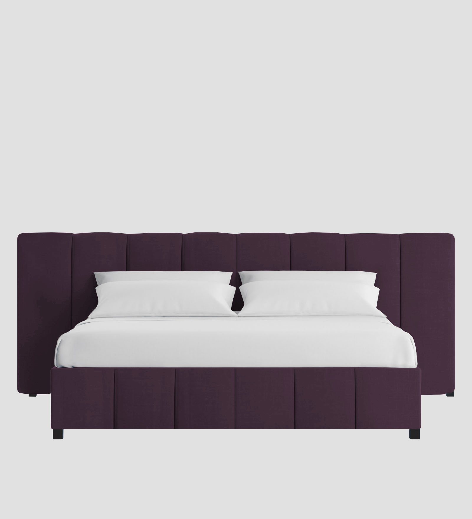Nora Fabric Upholstered King Size Bed In Greek Purple Colour With Box Storage - Febonic Living