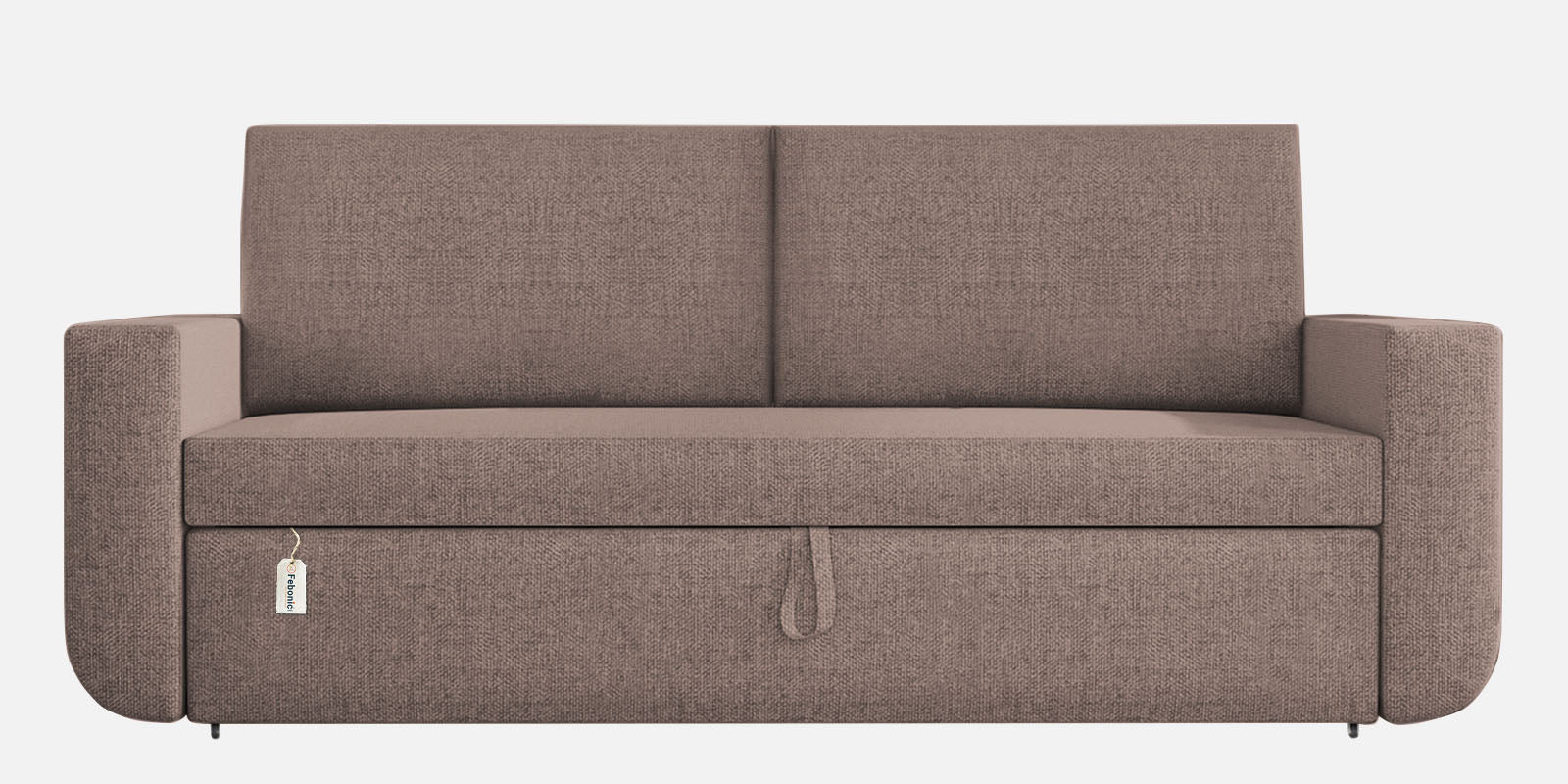 Grace Fabric 3 Seater Pull Out Sofa Cum Bed In Kadhi Beige Colour With Storage - Febonic Living