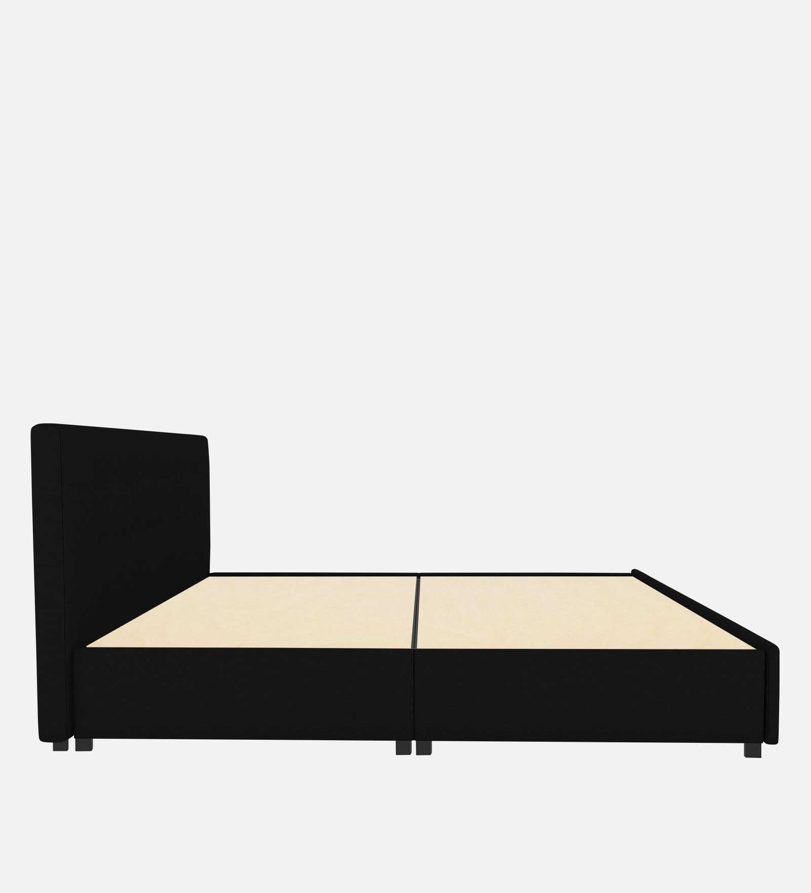 Lido Fabric Queen Size Bed In Zed Black Colour With Drawer Storage - Febonic Living