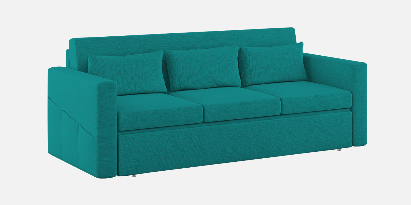 River Fabric 3 Seater Pull Out Sofa Cum Bed In Sea Green Colour - Febonic Living