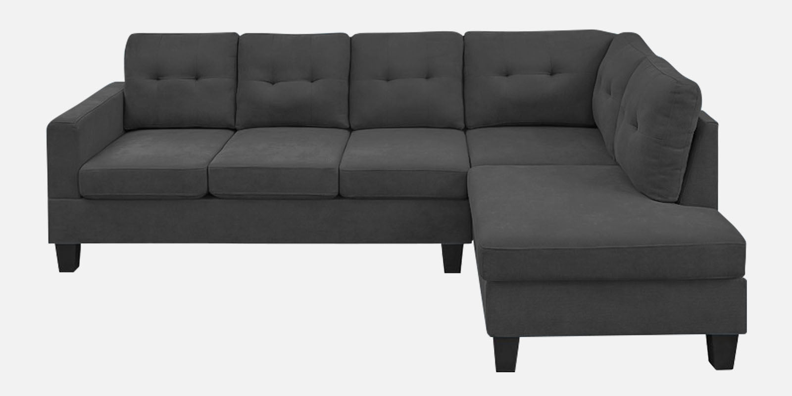 Thomas Fabric LHS Sectional Sofa (3+Lounger) In Charcoal Grey Colour - Febonic Living