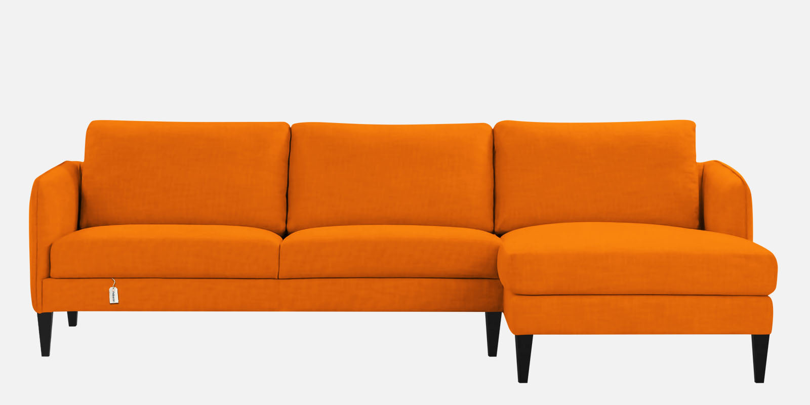 Piku Fabric LHS Sectional Sofa (3+Lounger) In Vivid Orange Colour - Febonic Living