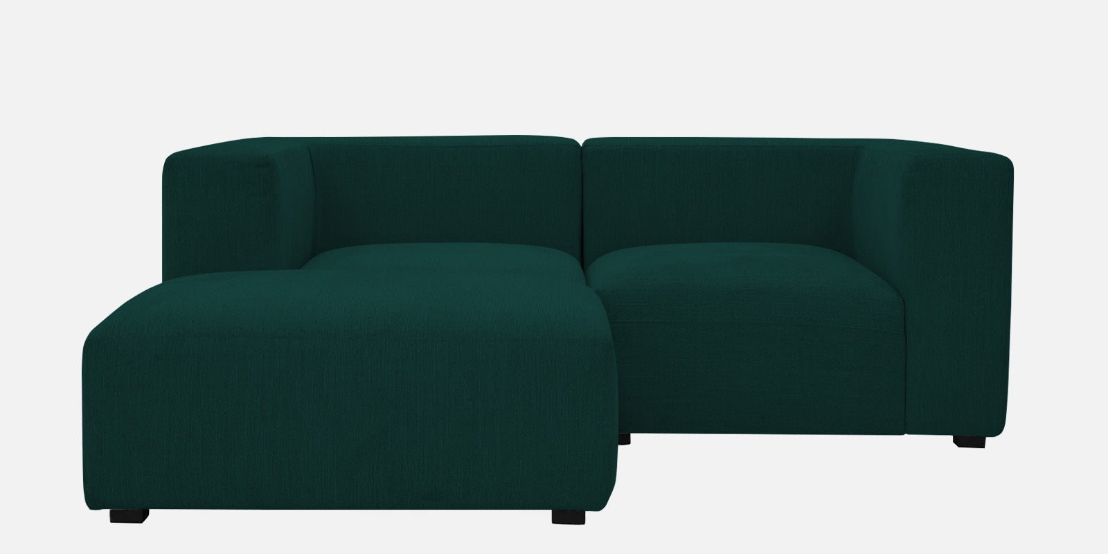 Dora Velvet RHS Sectional Sofa (2+Ottoman Lounger) In Forest Green Colour - Febonic Living