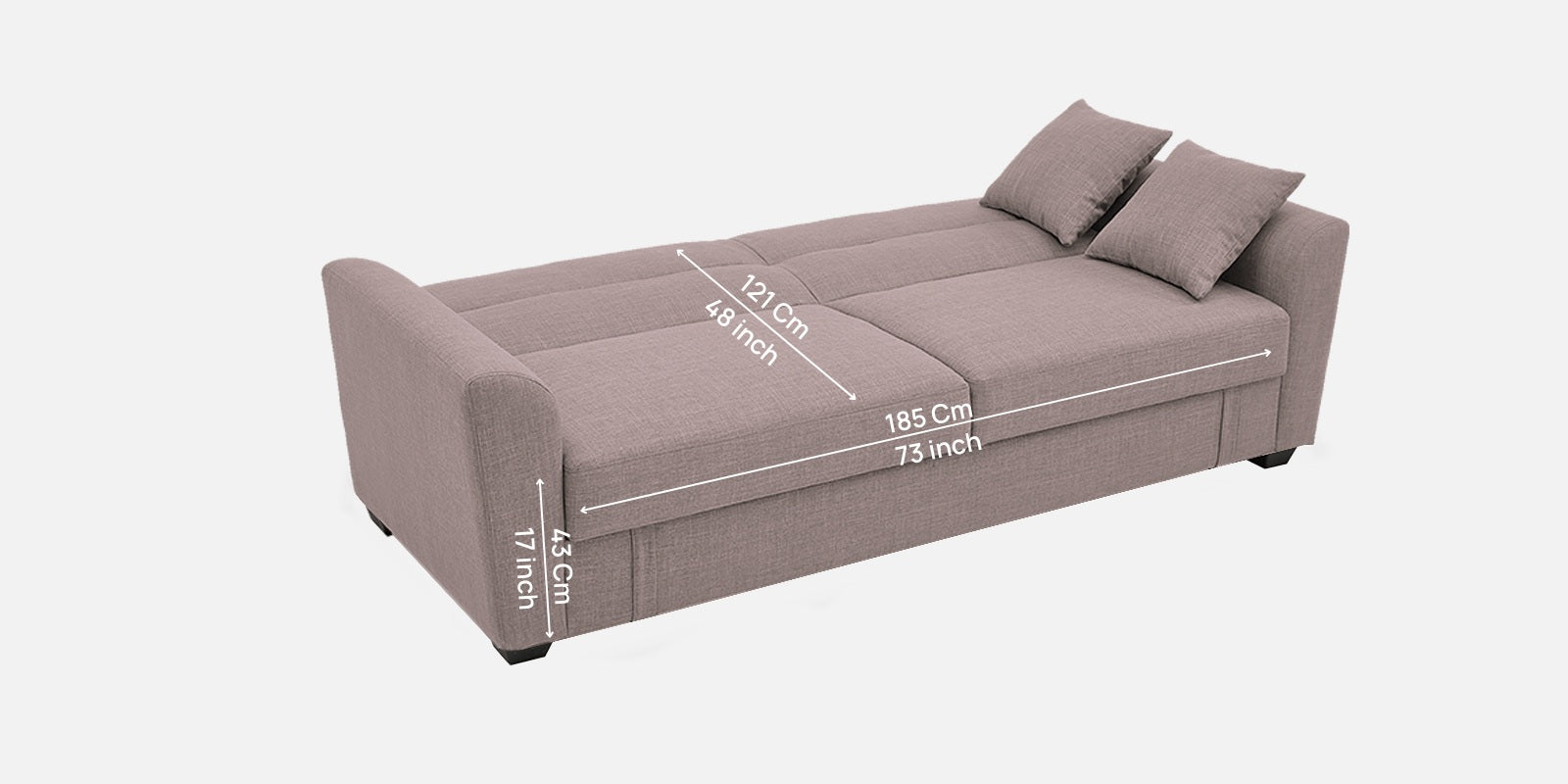 Bony Fabric 3 Seater Convertible Sofa Cum Bed In Orchid Beige Colour - Febonic Living