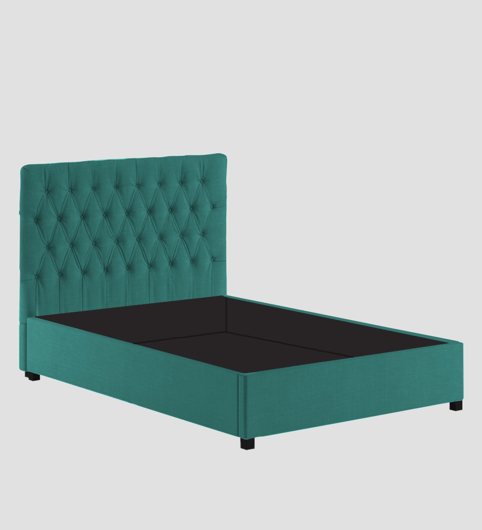 Isko Fabric King Size Bed In Sea Green Colour With Storage Box - Febonic Living