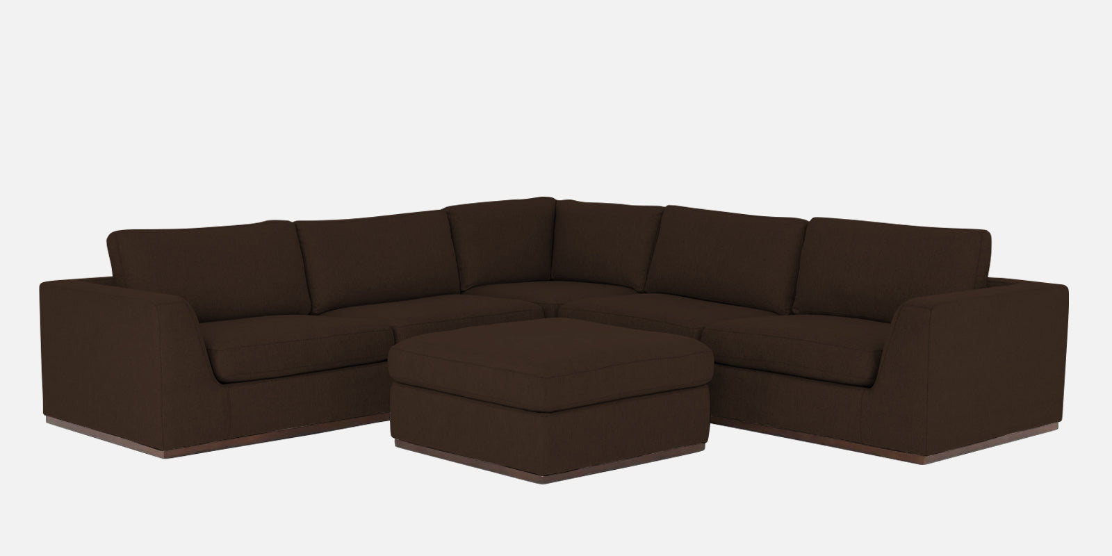 Freedom Velvet 6 Seater LHS Corner Sofa In Cholocate Brown Colour With Ottoman - Febonic Living