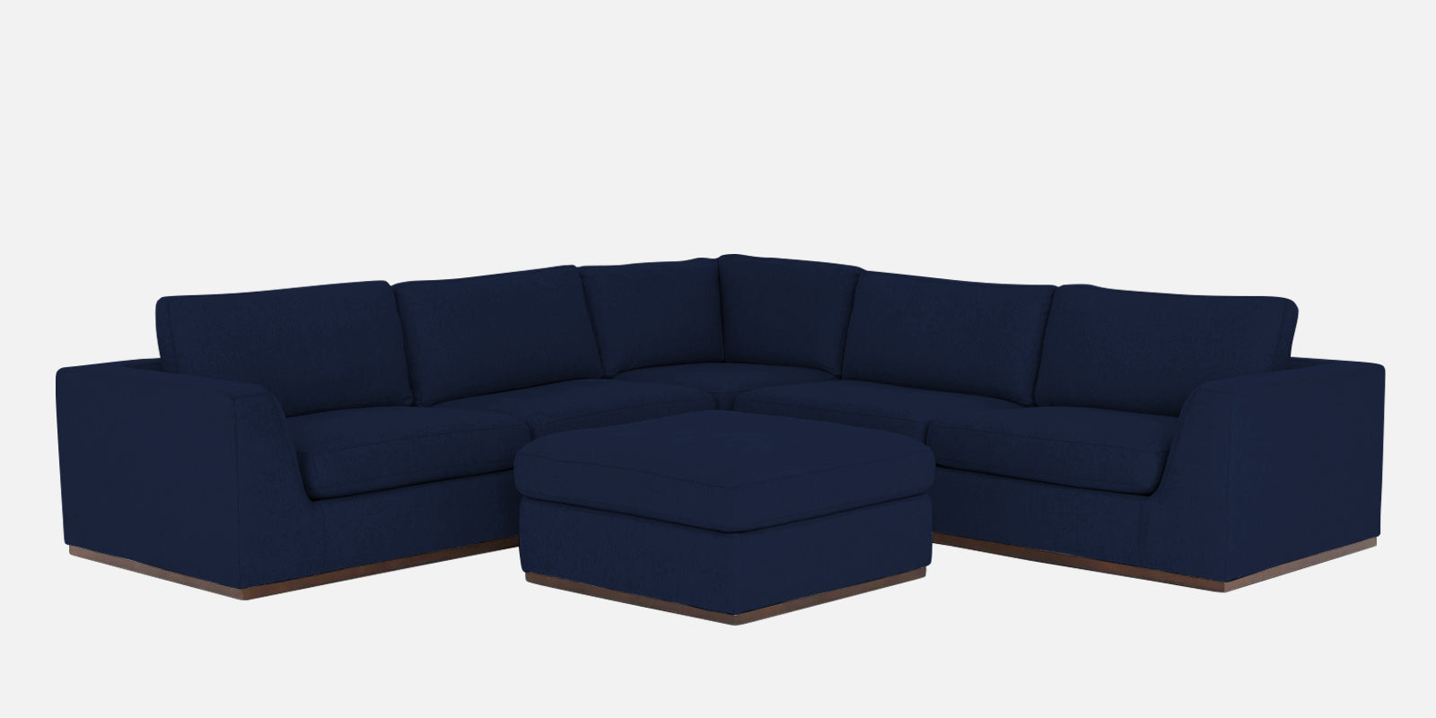 Freedom Velvet 6 Seater RHS Corner Sofa In Indigo Blue Colour With Ottoman - Febonic Living