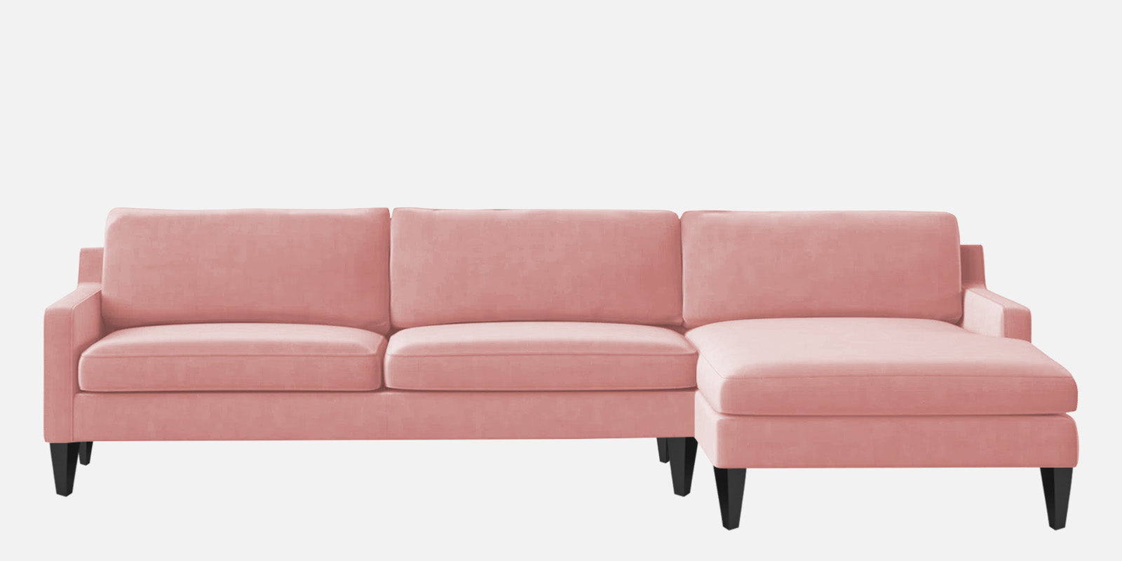 Jones Velvet LHS Sectional Sofa (3+Lounger) In Millennial Pink Colour - Febonic Living