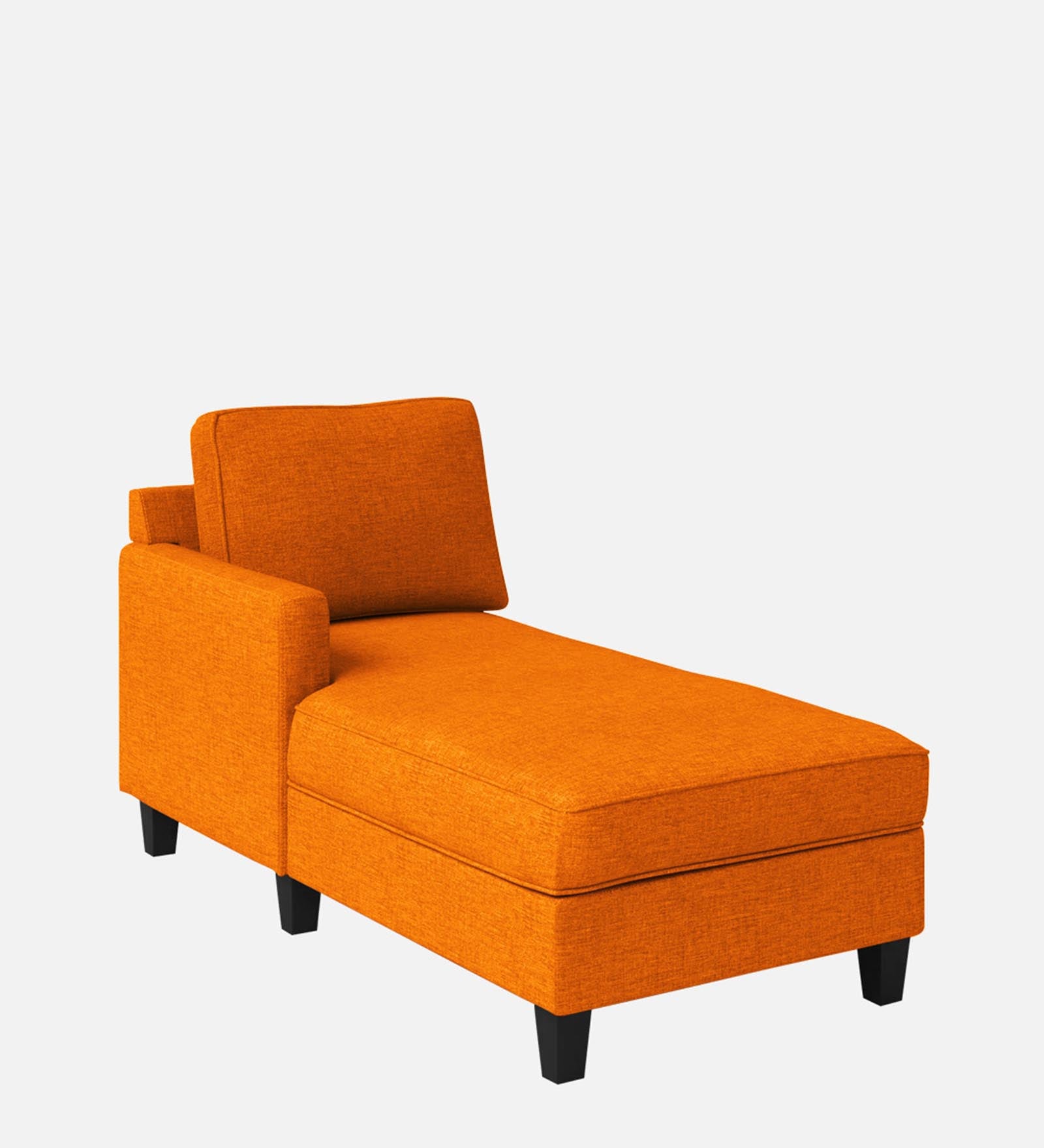 Royee Fabric LHS Chaise Lounger In Vivid Orange Colour With Storage - Febonic Living