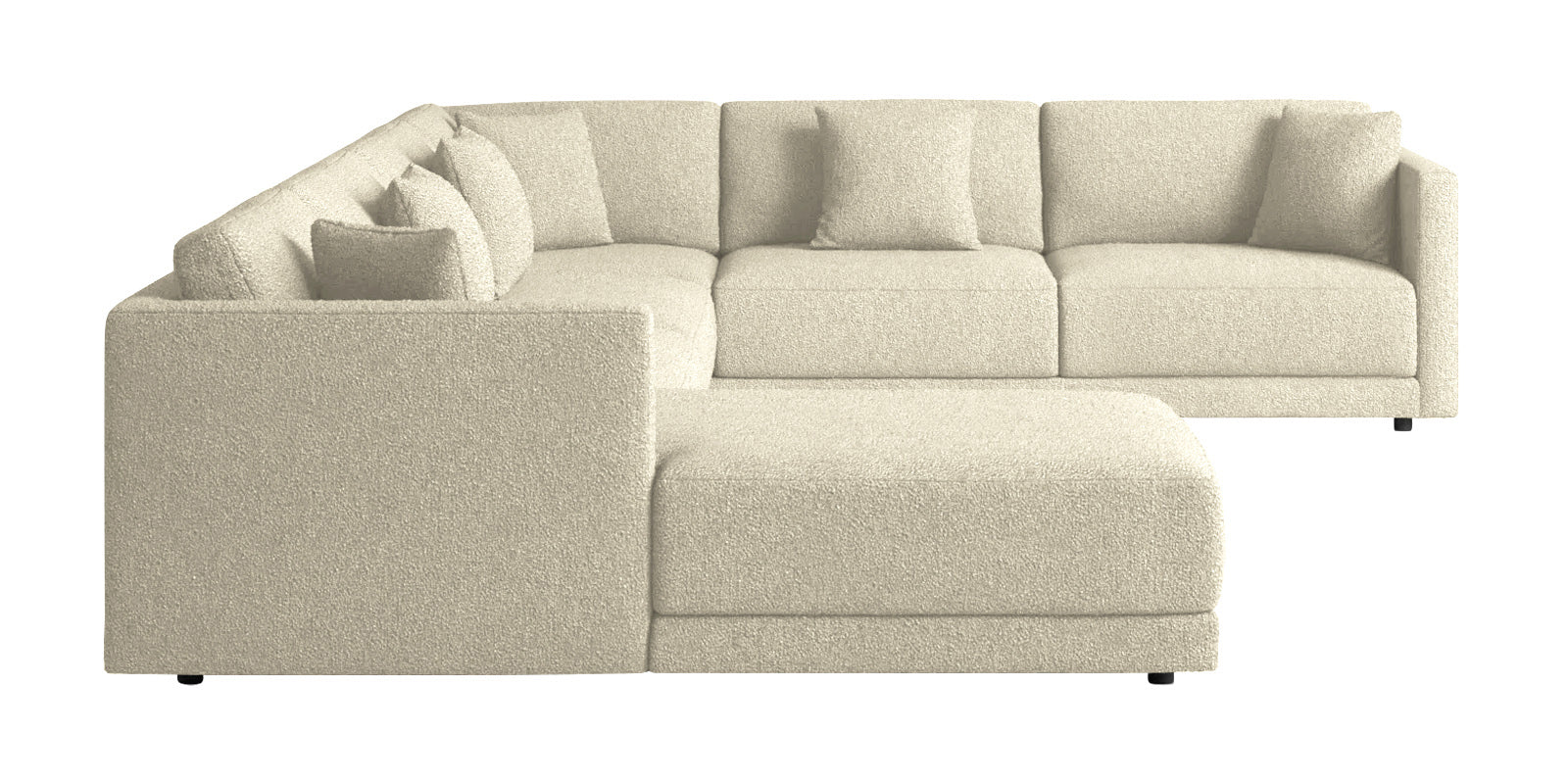 Carlin Fabric RHS 8 Seater Sectional Sofa In Ivory Beige Colour - Febonic Living