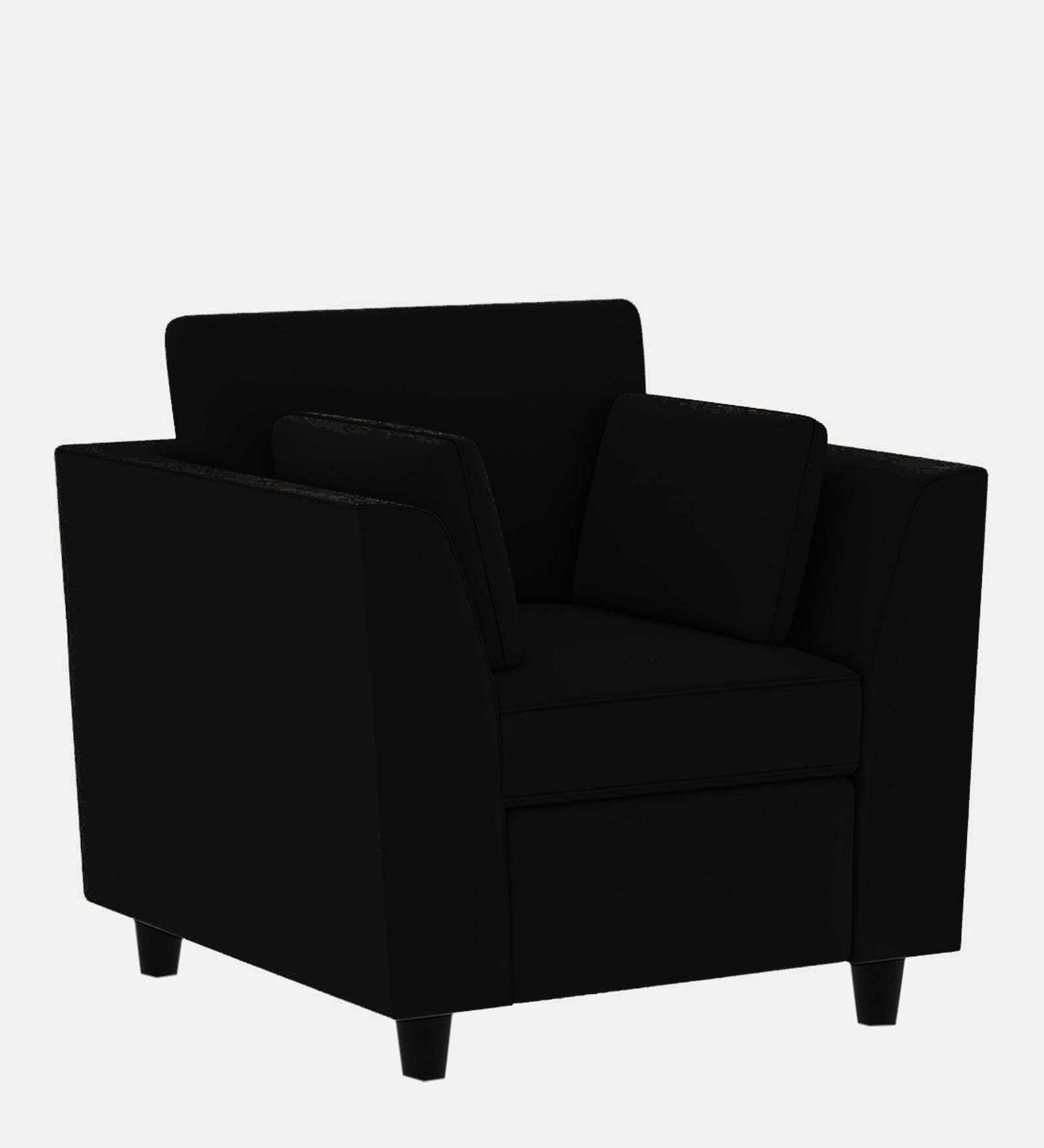 Bristo Velvet 1 Seater Sofa In Adam Black Colour With Storage - Febonic Living