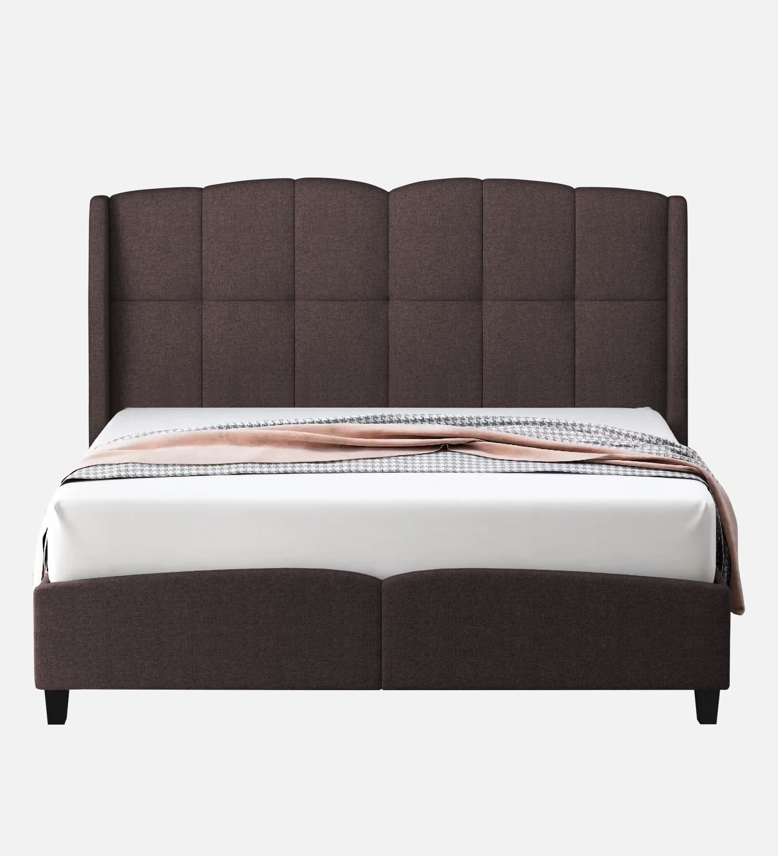 Jovi Velvet Upholstered Queen Size Bed In Mocha Brown Colour - Febonic Living