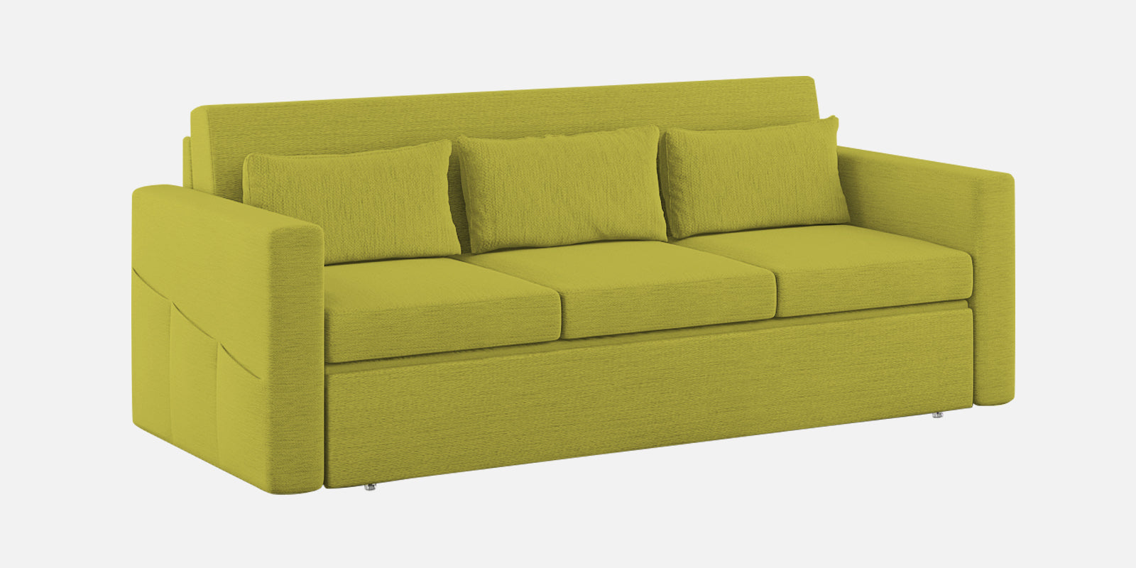 River Fabric 3 Seater Pull Out Sofa Cum Bed In Parrot Green Colour - Febonic Living