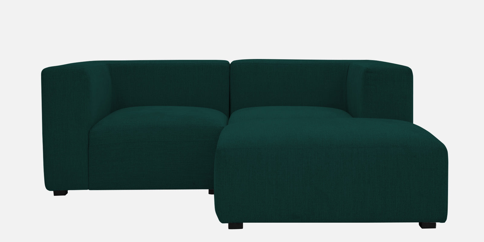 Dora Velvet LHS Sectional Sofa (2+Ottoman Lounger) In Forest Green Colour - Febonic Living