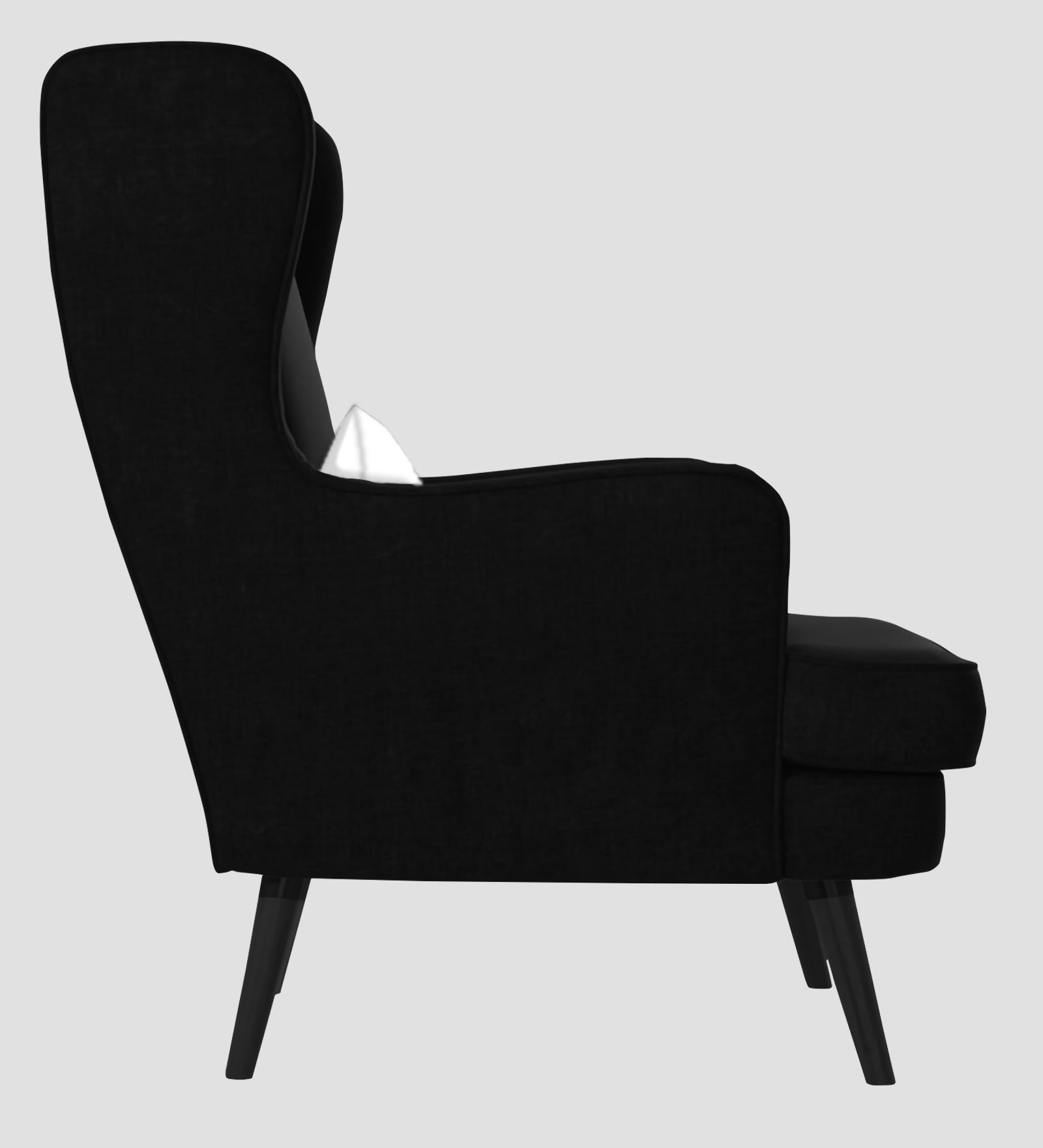 Niya Velvet Wing Chair In Adam Black Colour - Febonic Living