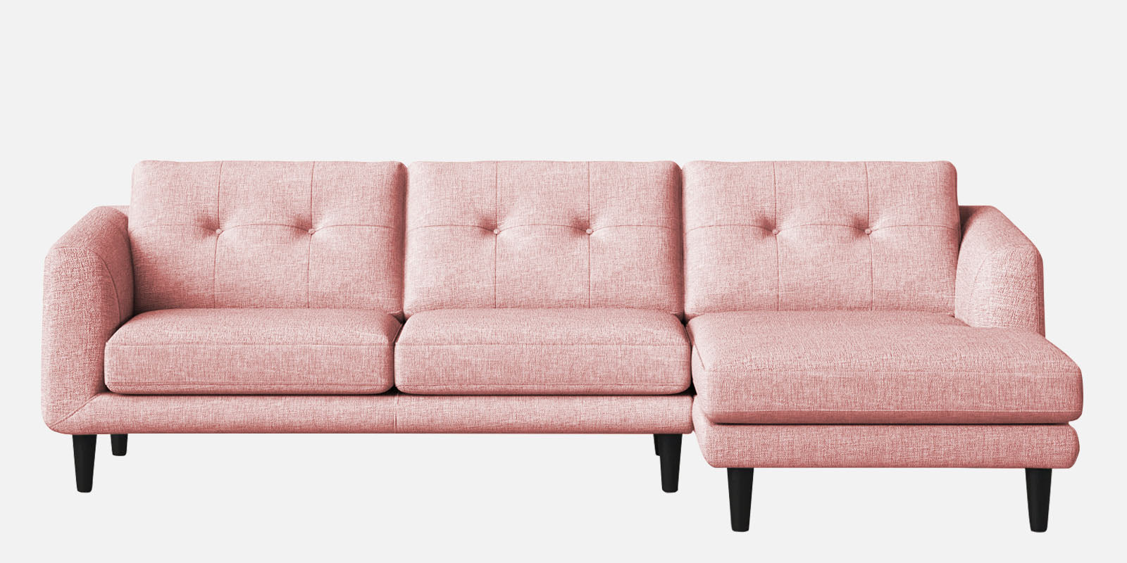 Natasha Velvet LHS Sectional Sofa (3+Lounger) In Millennial Pink Colour - Febonic Living