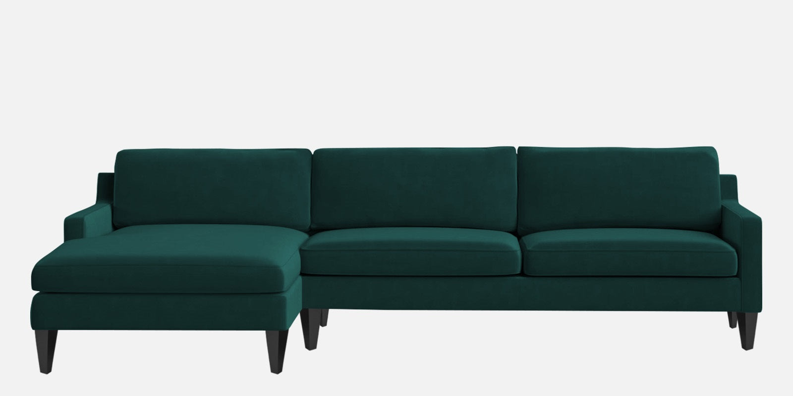Jones Velvet RHS Sectional Sofa (3+Lounger) In Pine Green Colour - Febonic Living