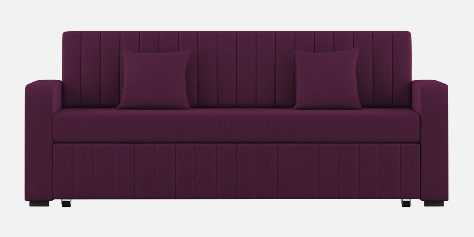 Calra Fabric 3 Seater Pull Out Sofa Cum Bed In Greek Purple Colour With Storage - Febonic Living