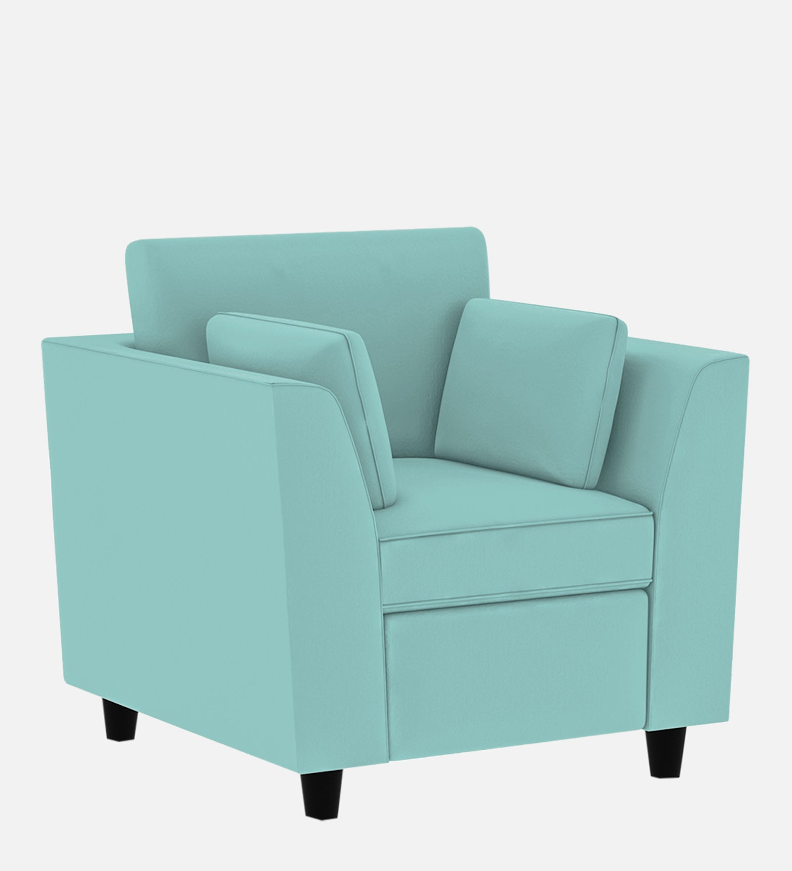 Bristo Velvet 1 Seater Sofa In Barmunda Aqua Colour With Storage - Febonic Living