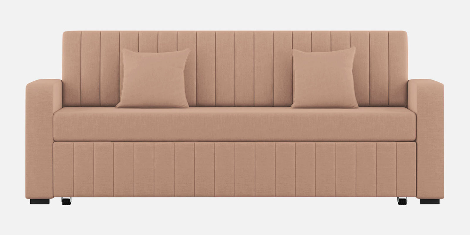 Calra Fabric 3 Seater Pull Out Sofa Cum Bed In Cosmic Beige Colour With Storage - Febonic Living