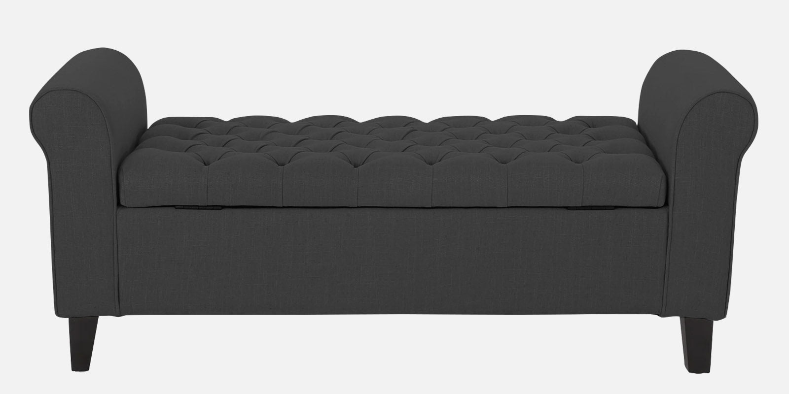 Nowia Fabric 2 Seater Recamier In Charcoal Grey Colour With Storage - Febonic Living