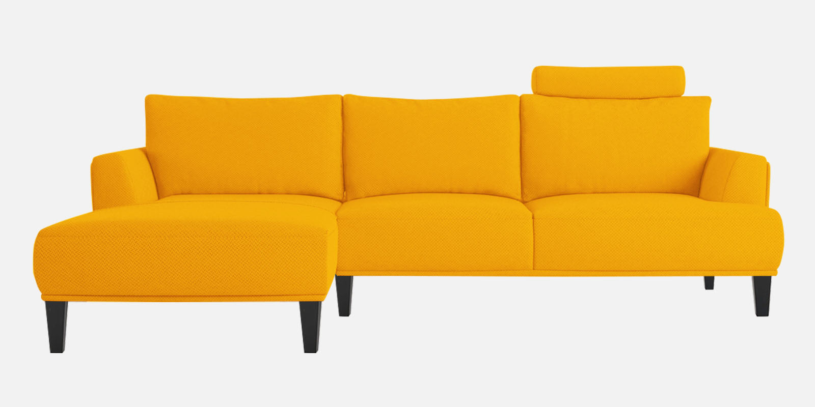 Como Fabric RHS Sectional Sofa (3+Lounger) In Bold Yellow Colour - Febonic Living