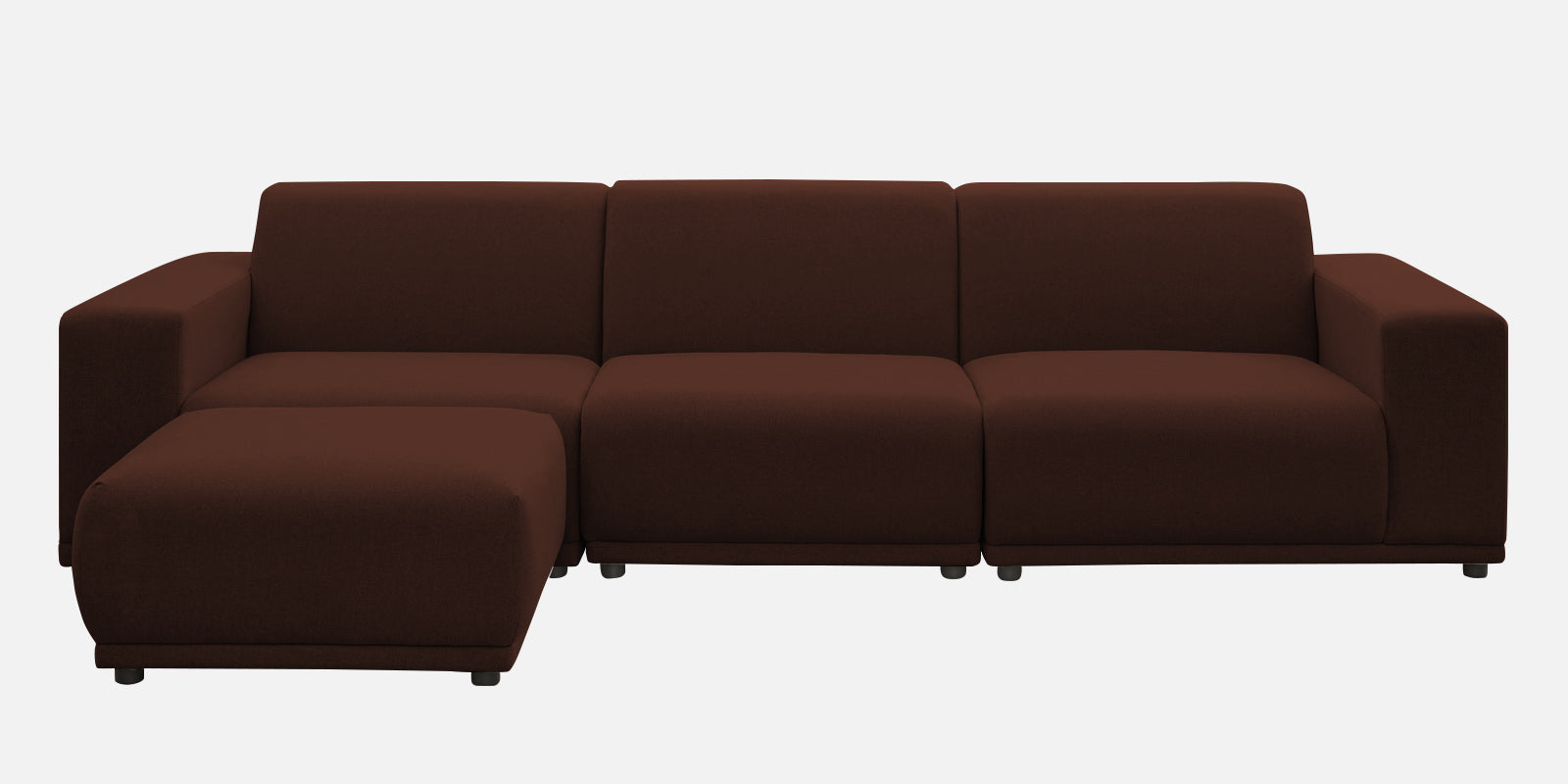 Adam Fabric LHS Sectional Sofa (3+Ottoman Lounger) In Coffee Brown Colour - Febonic Living