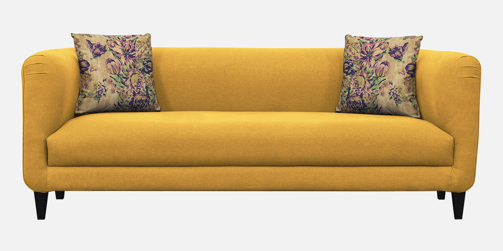 Niki Fabric 3 Seater Sofa In Bold Yellow Colour - Febonic Living