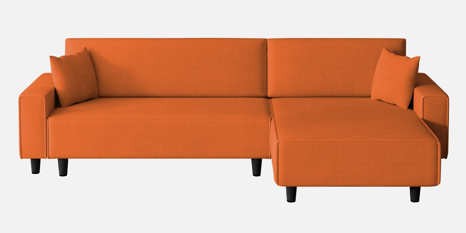 Peach Fabric LHS 6 Seater Sofa Cum Bed With Storage In Vivid Orange Colour - Febonic Living